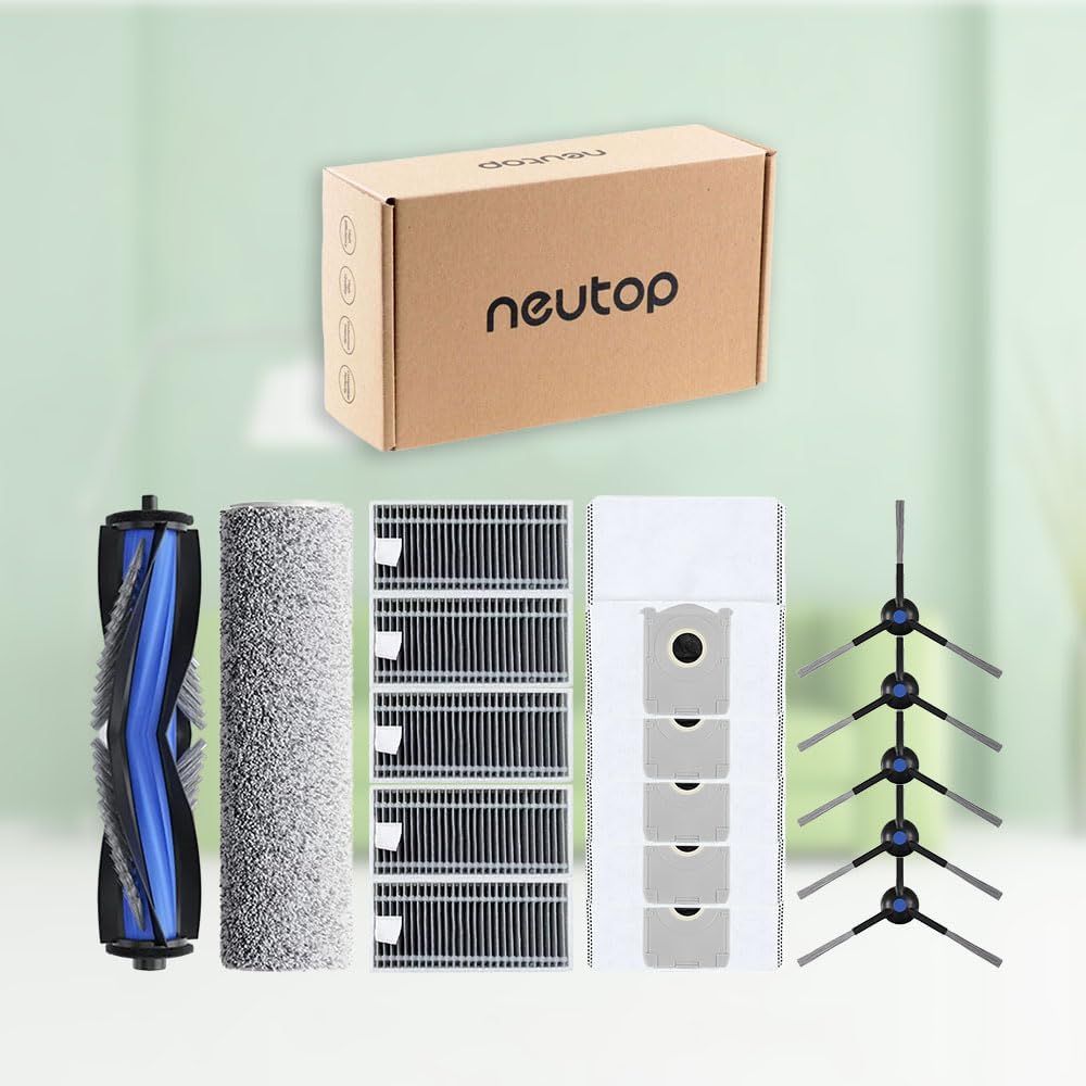 Replacement Parts Compatible with Ecovacs Deebot X8 Pro Omni, Robot Vacuum Accessories with 1 Main Brush 1 Mopping Roller 5 ilter 5 Side Brush 5 Dust Bag