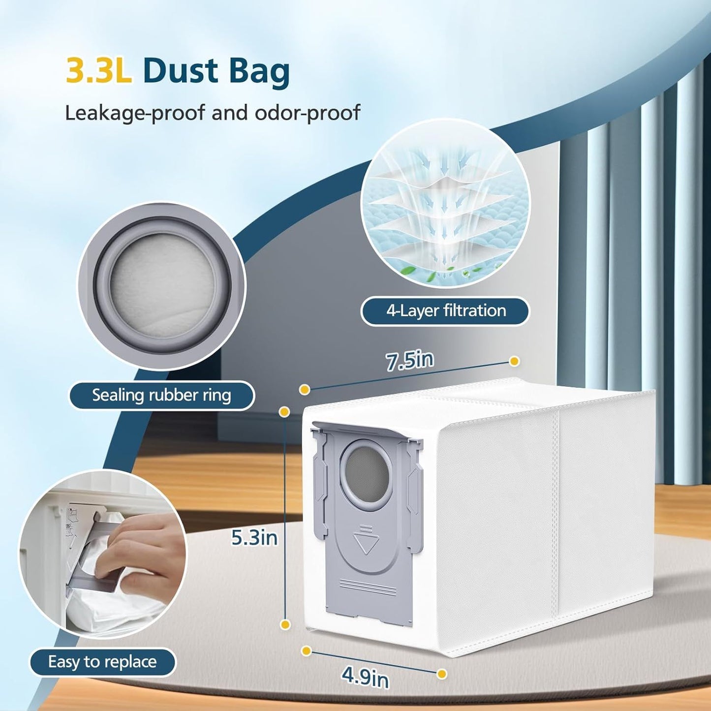 Qrevo S5V Replacement Parts or  Qrevo S5V / Curv/Edge/Edge S5A / Curv S5X, Accessories include 2*Set Main Brush, 6*Mop Pads, 6*Vacuum Bags, 4*Hepa ilters, 6*Side Brush, 2*Cleaning Tool