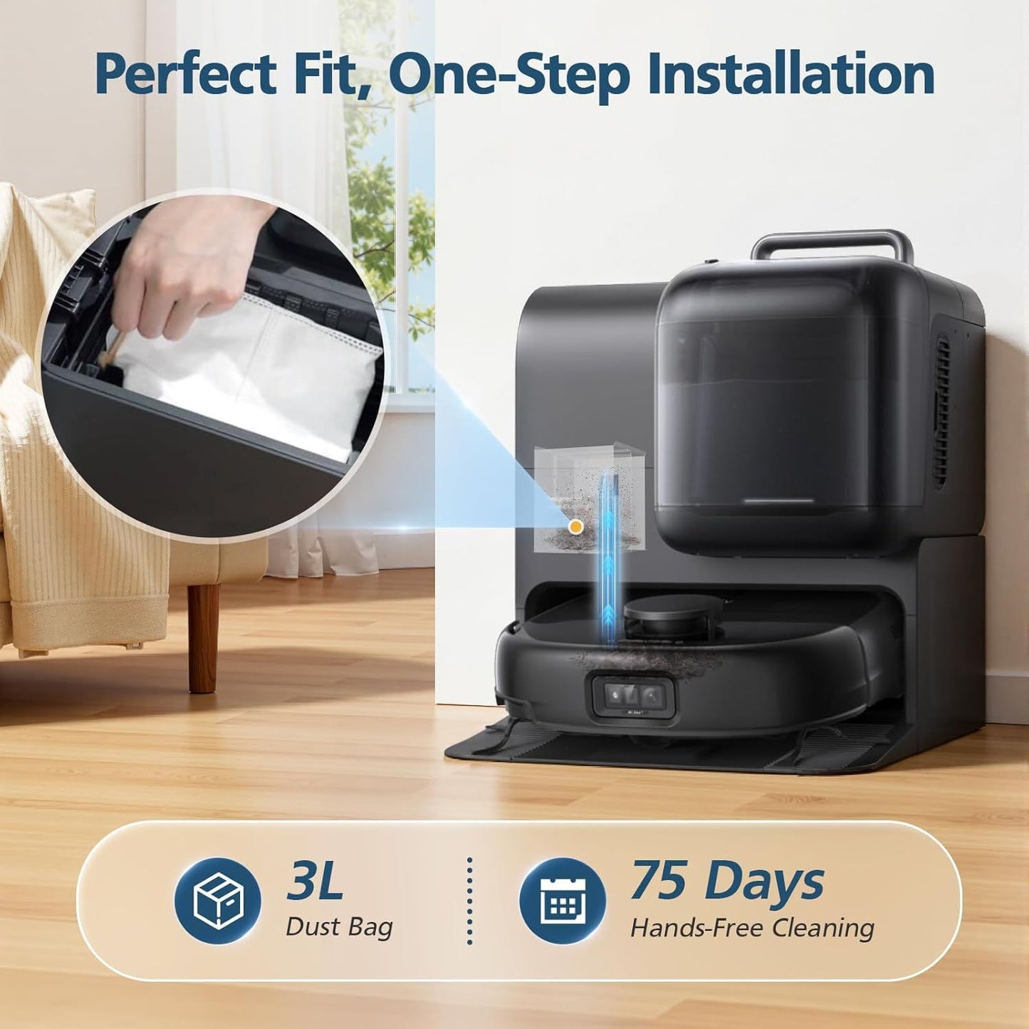 E25 / E28 Dust Bag, 20 Pcs Vacuum Bags or Euy E25, E28, E20, C28 Robot Vacuum, 3L Large Capacity Replacement Bags, Leak-Proo