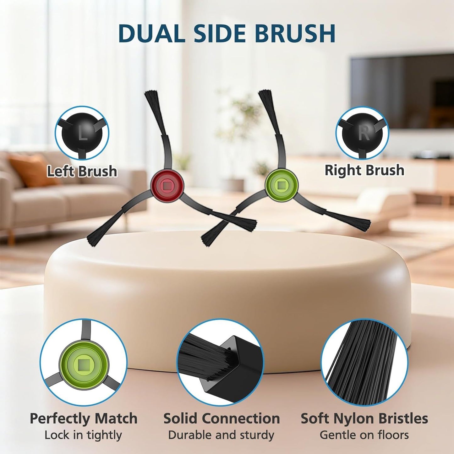 G8000 Max Replacement Parts, or Tikom G8000 Max, L8000 Plus, 2025 Year L8000 Pro Robot Vacuum, Accessories Include 2 Main Brushes, 6 Side Brushes, 6 HEPA ilters, 6 Mop Pads