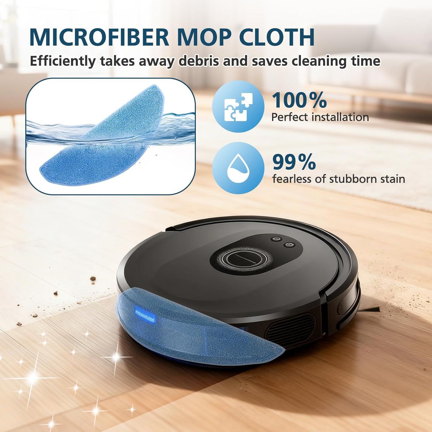 G8000 Max Replacement Parts, or Tikom G8000 Max, L8000 Plus, 2025 Year L8000 Pro Robot Vacuum, Accessories Include 2 Main Brushes, 6 Side Brushes, 6 HEPA ilters, 6 Mop Pads