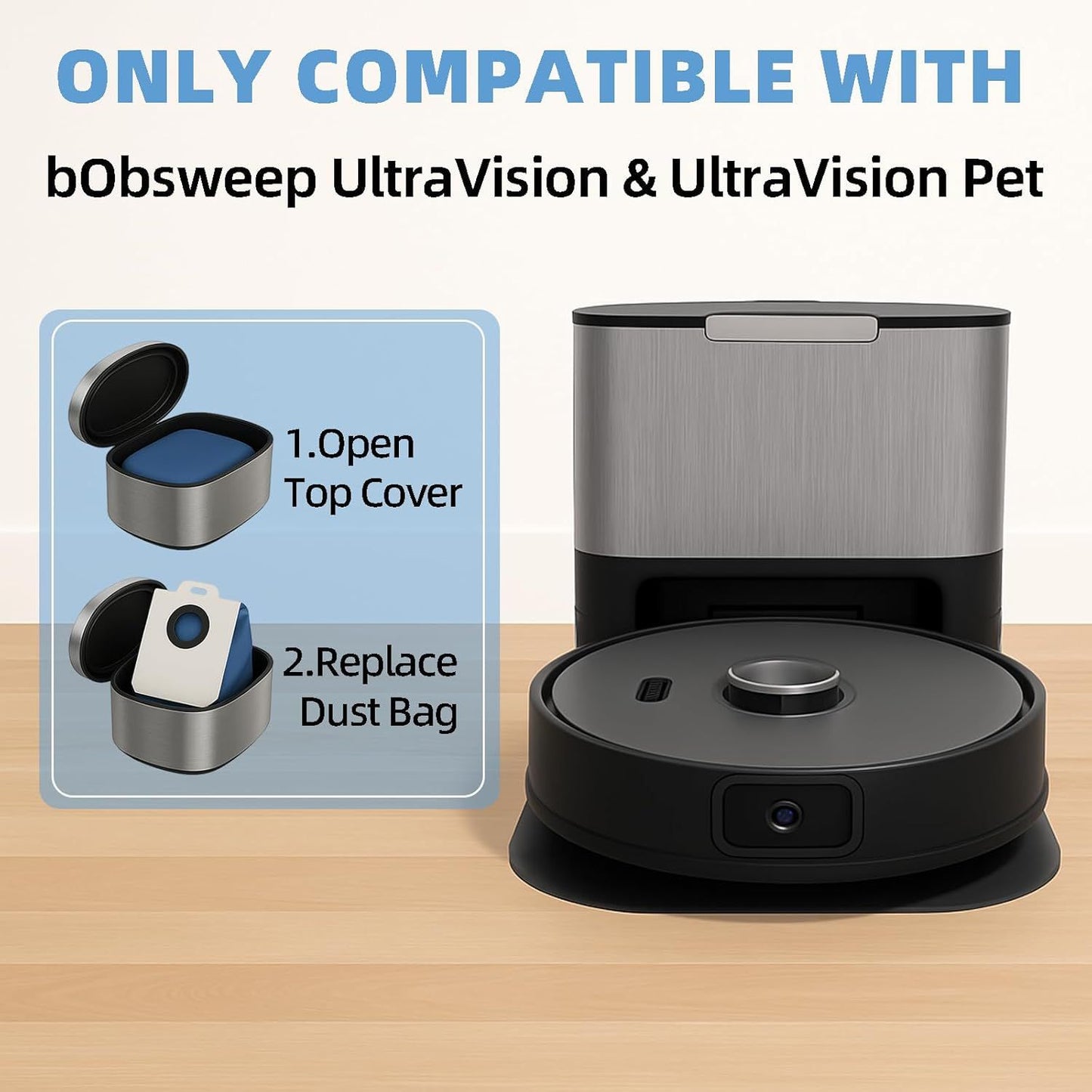 6-Pack 6-Liter Dust Bags Compatible with bObsweep UltraVision and UltraVision Pet Sel-Empty Robot Vacuums, 6 x Disposable Replacement Vacuum Bags