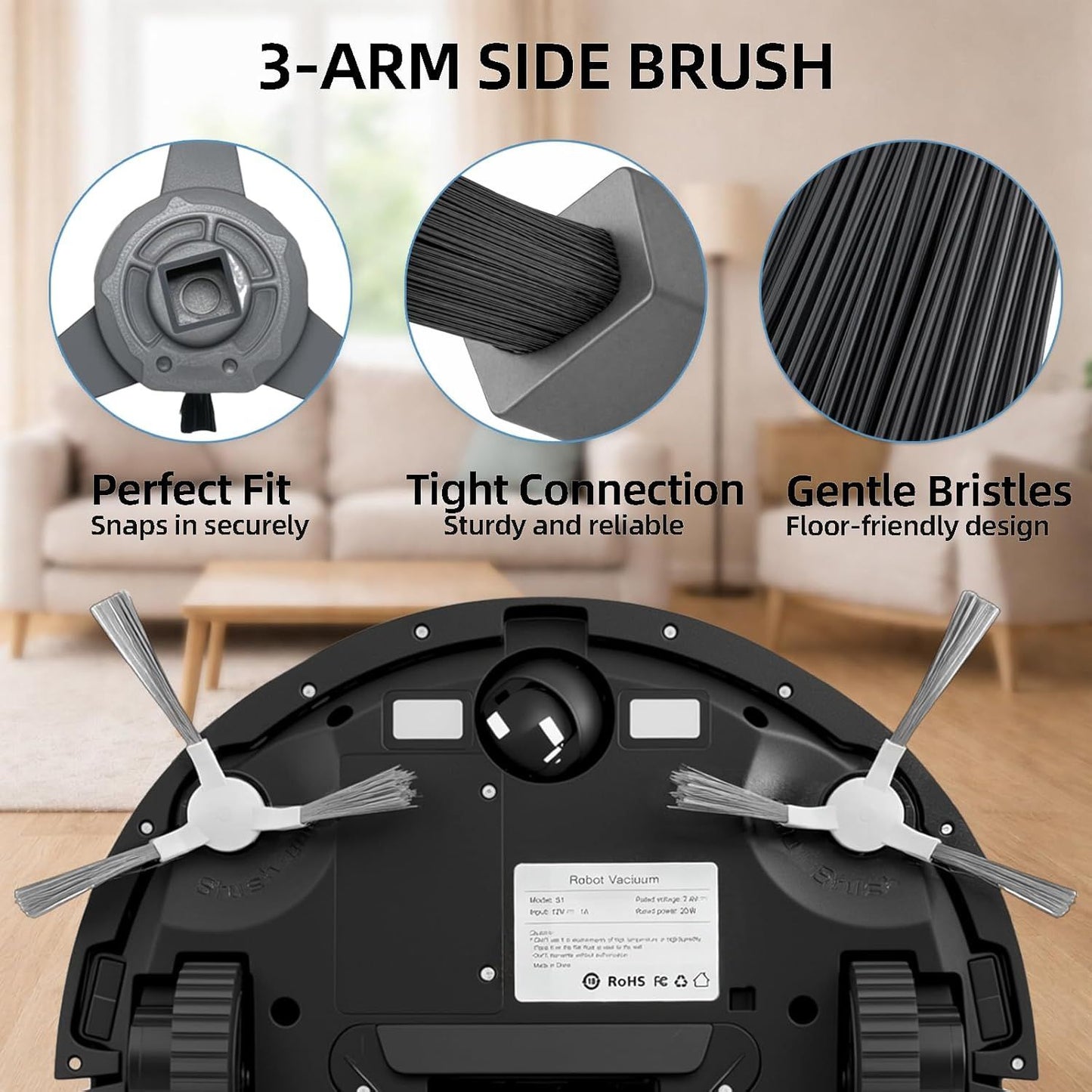 Accessories Kit or ROPVACNIC S1, or Tipdiy G90, or betboyles V75S, or VIPSUN Z1, or PrettyCare C2 Robot Vacuum Replacement Parts, 10 Side Brush, 6 HEPA ilter, 6 Mop Pad