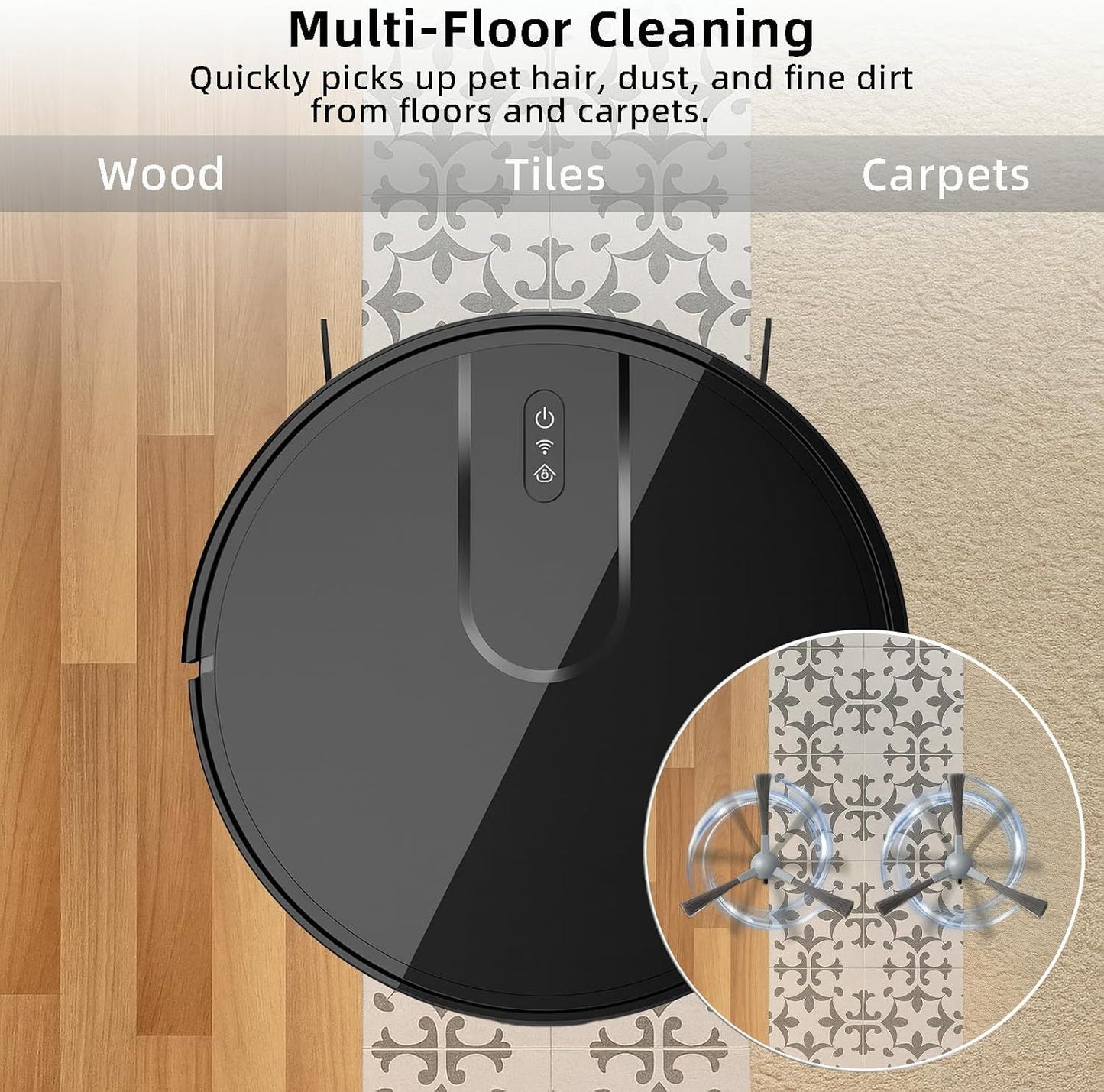 Accessories Kit or ROPVACNIC S1, or Tipdiy G90, or betboyles V75S, or VIPSUN Z1, or PrettyCare C2 Robot Vacuum Replacement Parts, 10 Side Brush, 6 HEPA ilter, 6 Mop Pad