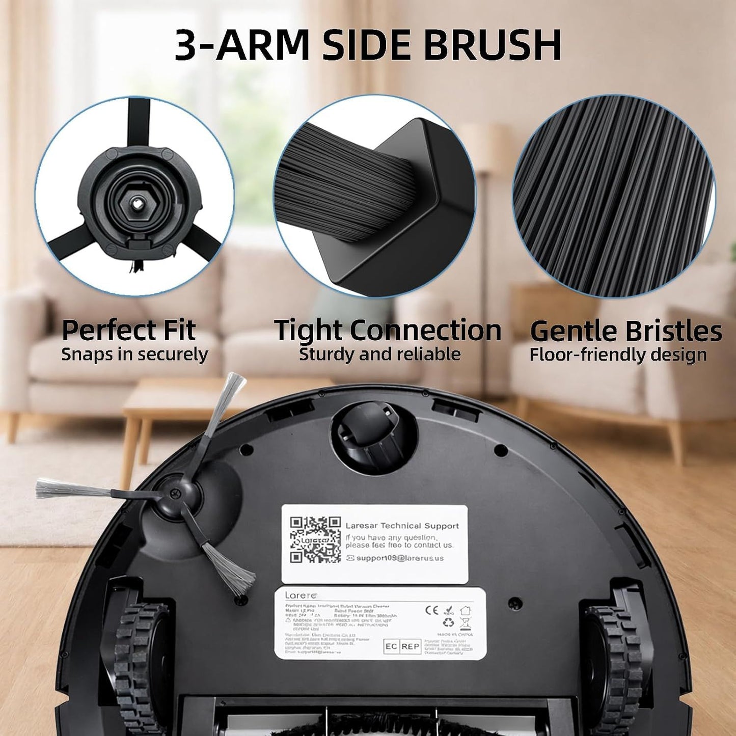 Replacement Parts Kit or HONITURE Q6 Pro, or Laresar L6 Pro, or AIRROBO T10+, or Neabot N2 Robot Vacuum Accessories,2 Main Brush, 4 Side Brush, 4 Hepa ilter, 4 Mop Pad,3 Dust Bag