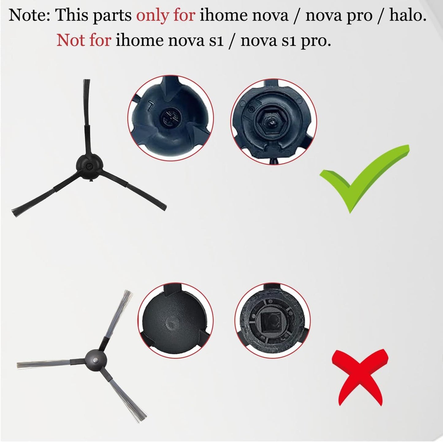 11Pcs iHRV6-BLK Replacement Parts or iHome AutoVac Nova Sel Empty Robot Vacuum Cleaner Spare Accessories, 1 Main Roller Brush,4 Side Brushes, 2 Hepa ilters, 2 Dust Bags, 2 Mop Pads