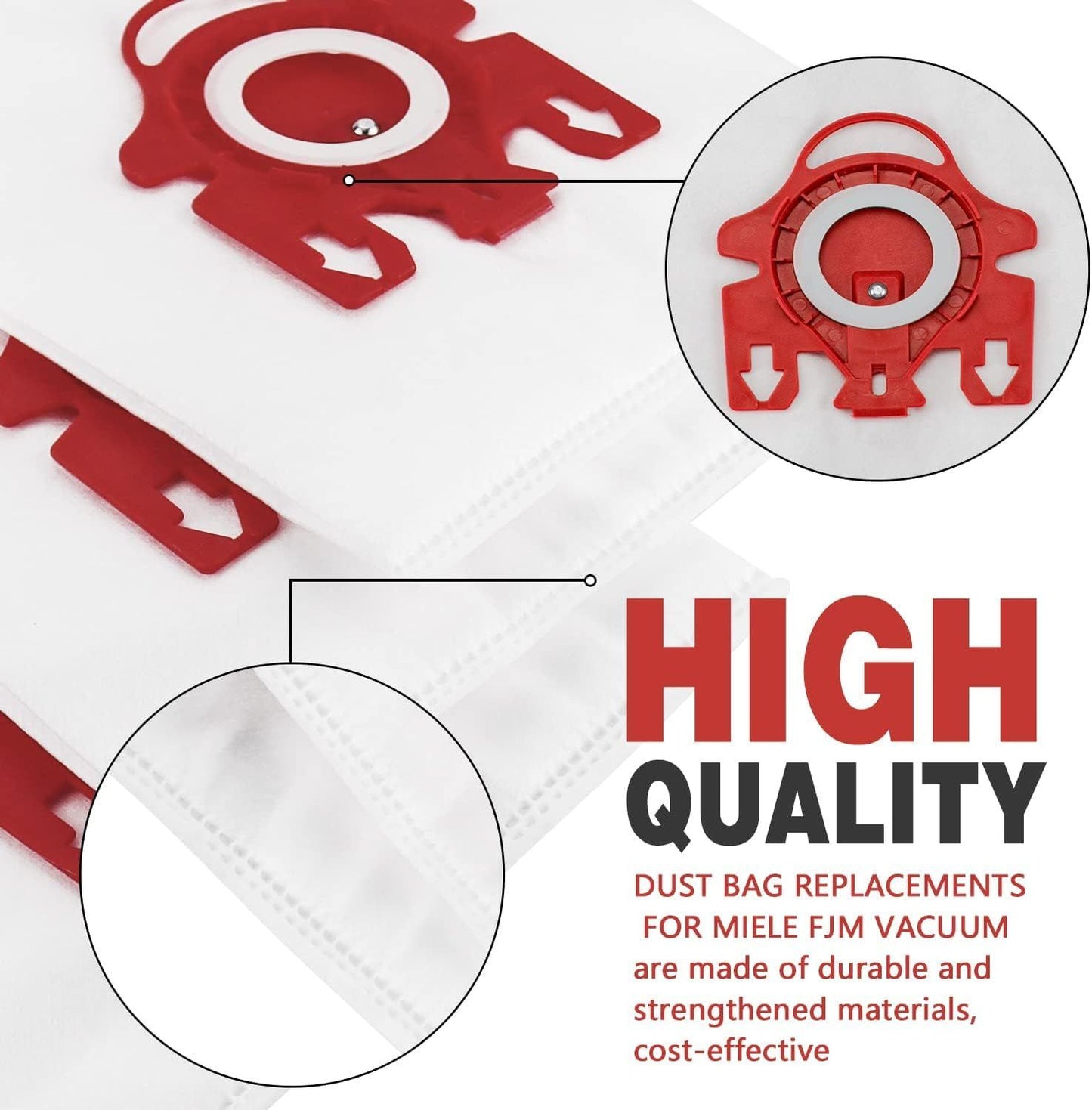 3D Airclean Dust Bags Replacement or Miele JM Vacuum Compact C2 Compact C1 Complete C1 S241 S290 S300i S500 S700 S4 S6 Series (Pack o 10) with 3 Motor Protection ilters 3 Air.Clean ilters