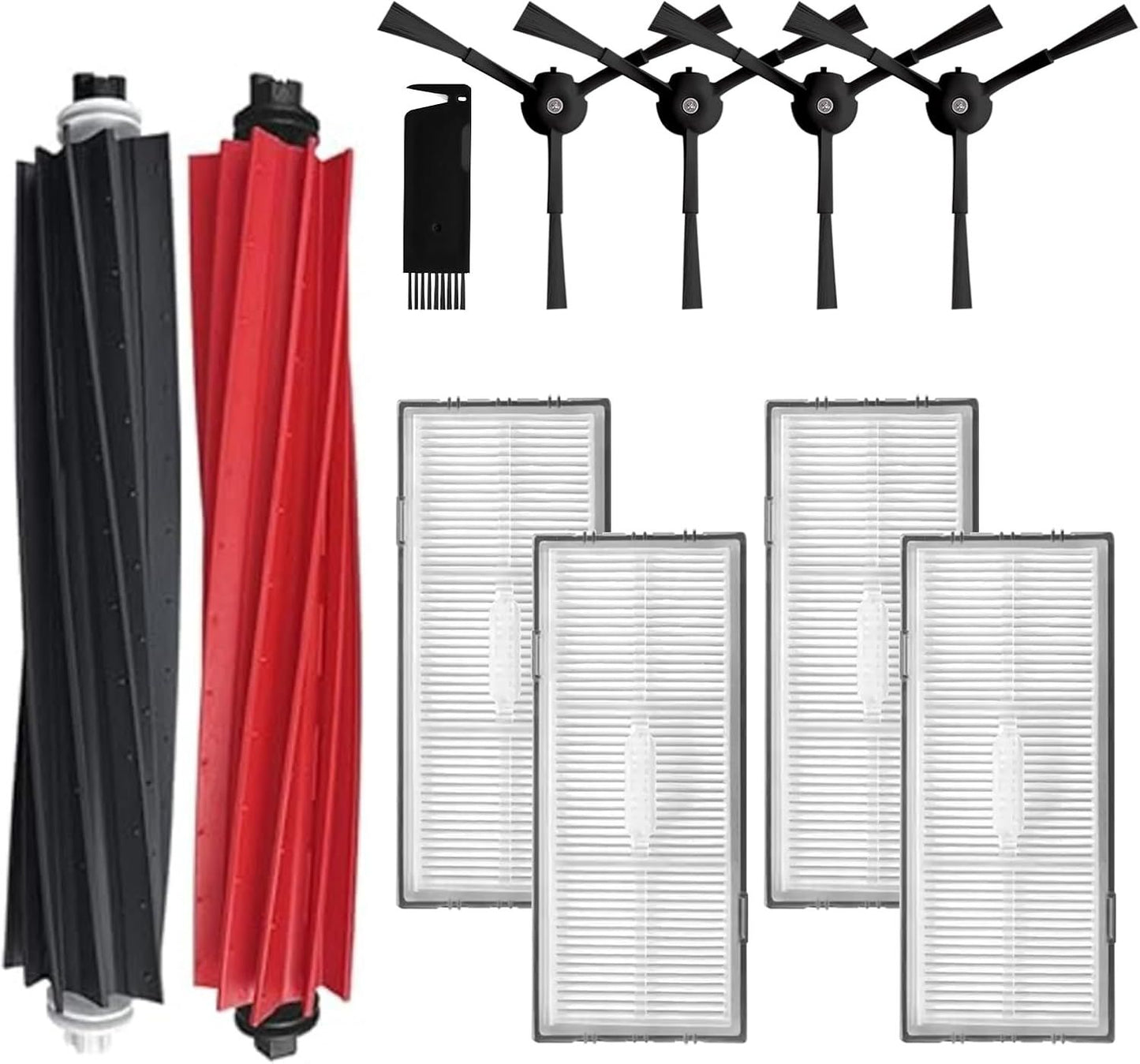 Replacement Parts Accessories Compatibale or  S8 Pro Ultra / S8 / S8+ Robotic Vacuum Cleaners Include: 1 Dual Roller Main Brush 4 Side Spin Brushes 4 Hepa ilter Attachments