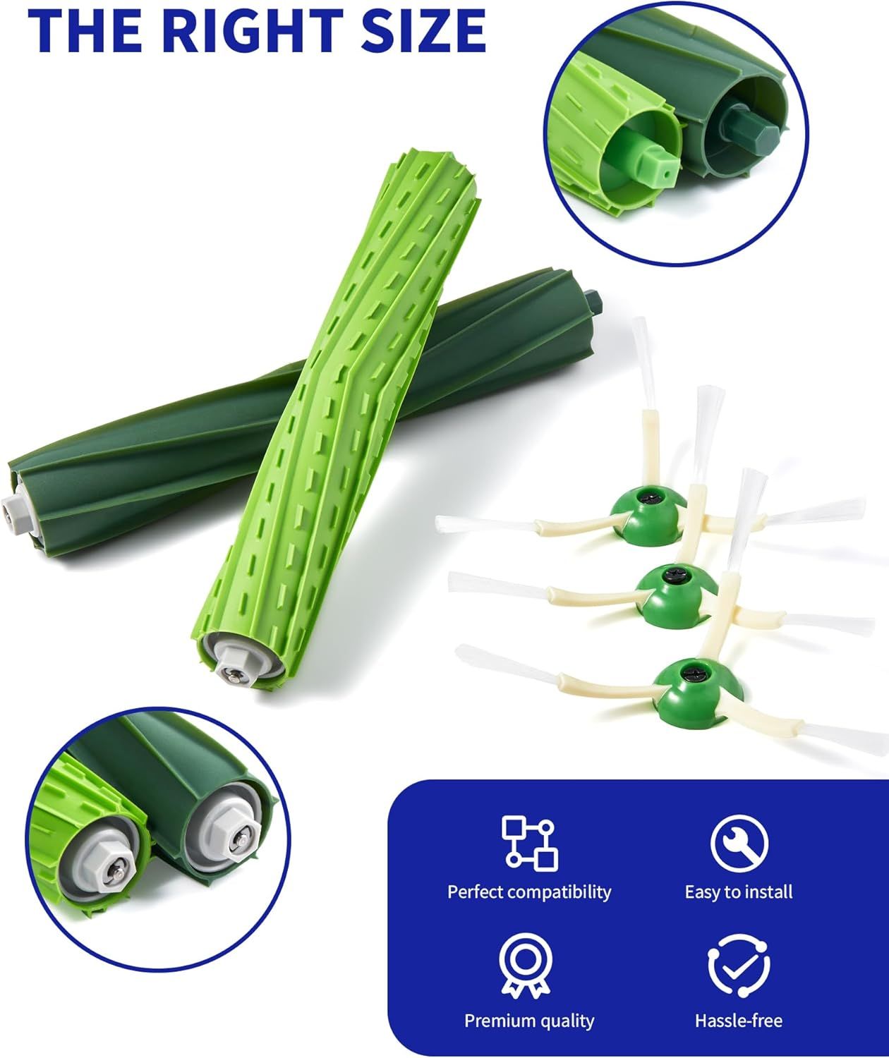 Replacement Parts & Accessories or i-Robot E, I & J Series, Combo i5, j5 Series Robot Vacuum, 2 Dual Multi-Surace Rubber Brushes & 6 HEPA ilter & 6 Edge-Sweeping Brushes & 6 Disposable Bags