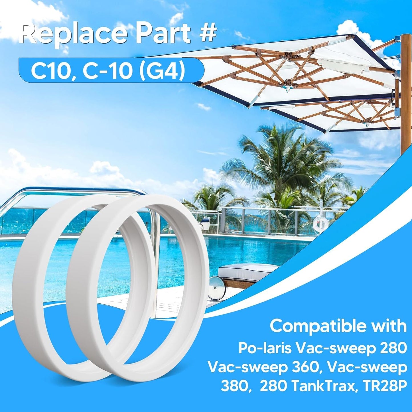 Pool Cleaner All Purpose Tire Replacement Part Compatible with Polaris 280 360 180 380 C10 C-10 Pack o 3