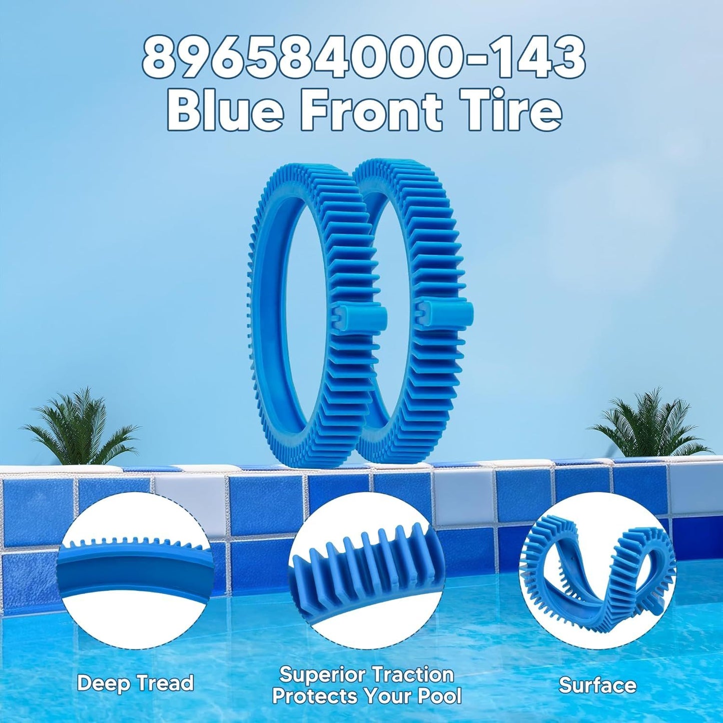 896584000-143 Blue ront Tire Kit with Super Hump Replacement or Haywood Poolvergnuegen Select Pool Cleaners and Perectly Compatible with Hayward Phoenix Cleaners (2 Pack)