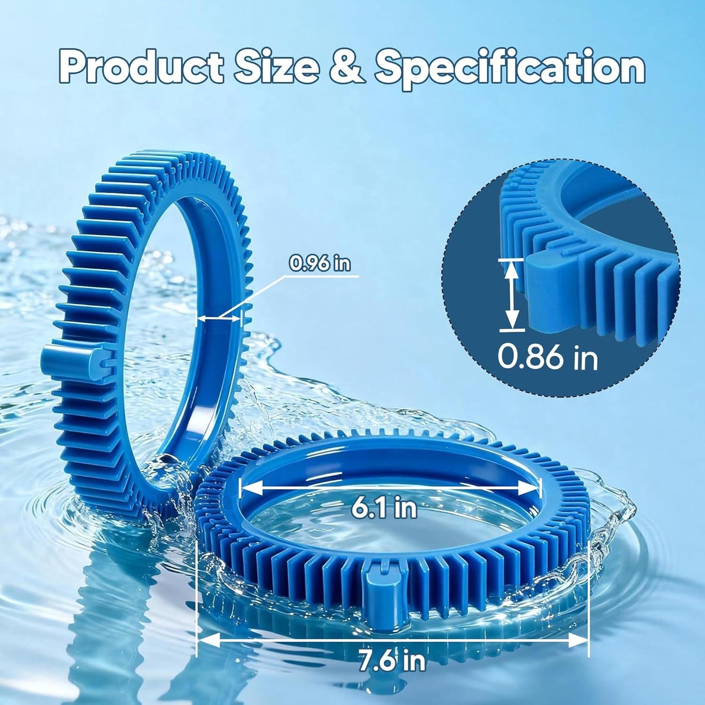 896584000-143 Blue ront Tire Kit with Super Hump Replacement or Haywood Poolvergnuegen Select Pool Cleaners and Perectly Compatible with Hayward Phoenix Cleaners (2 Pack)