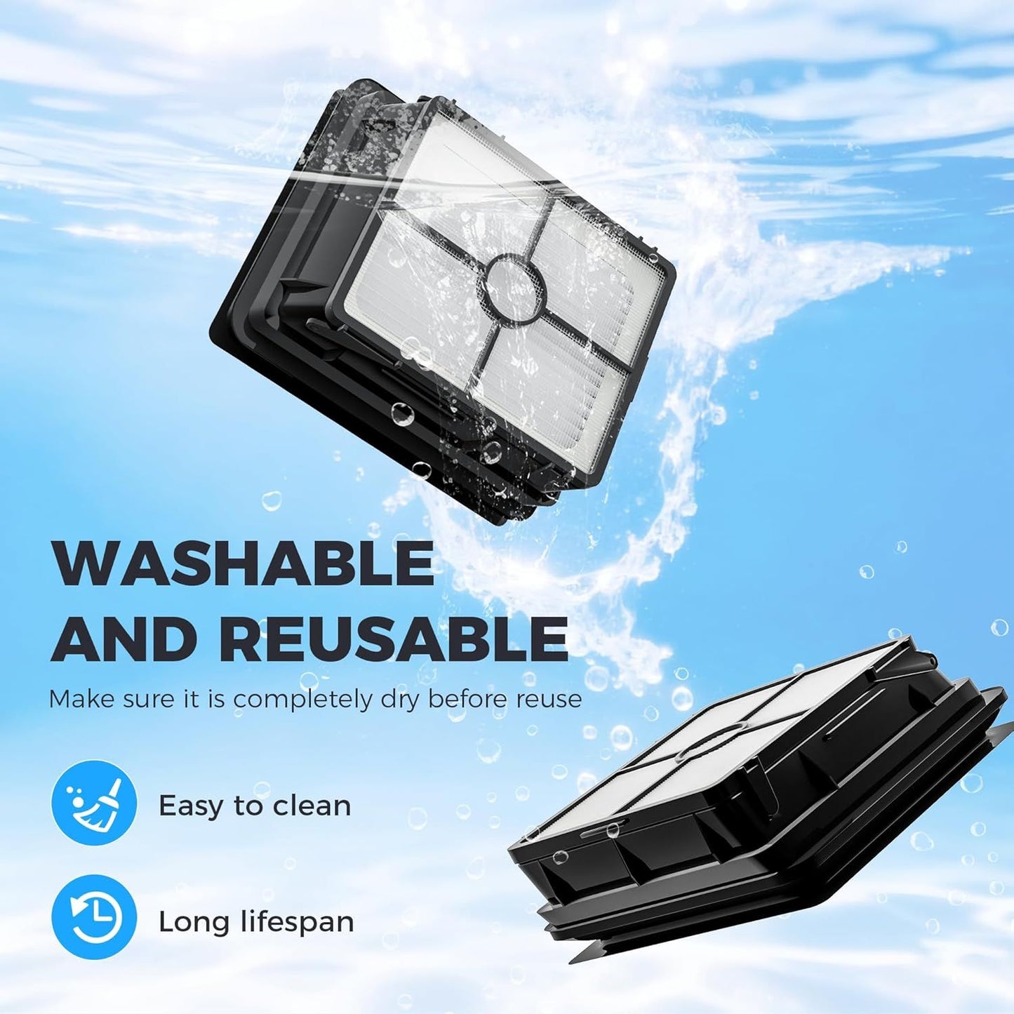 6 Pack 1866 ilters Compatible with Bissell Crosswave 3888A 1785 2210 2211 2304 2306 2551 2554 2590 2593 2596 CrossWave Cordless Max All in One Wet-Dry Vacuum Cleaner, Compare to Part # 1608684