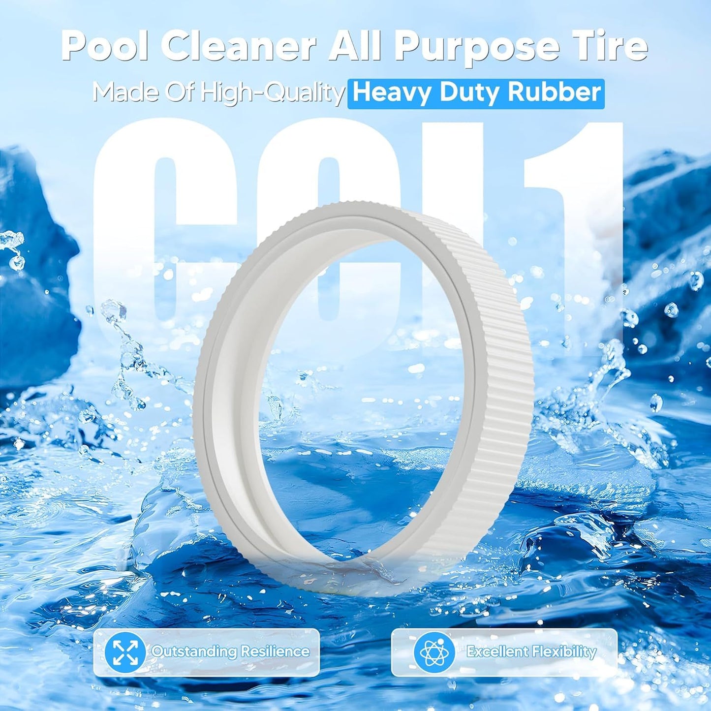 Upgraded Rubber Tire with Treads LLC1 Tire and 360007 Tire Replacement or Pentair Legend Pool Cleaner Wheel Rubber Tires Automatic Pool and Spa Cleaner (4 Pack)
