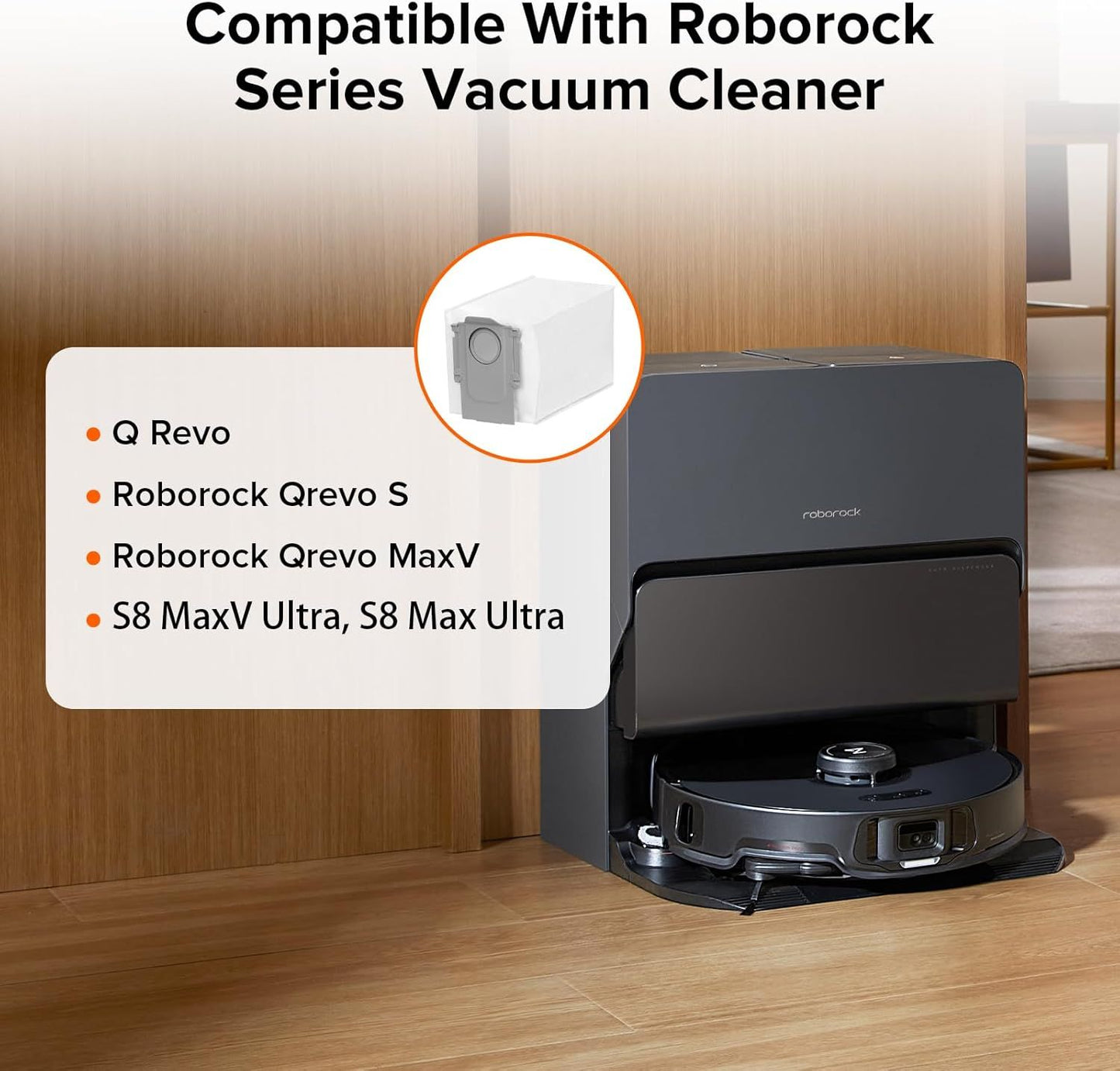 6 Packs Disposable Dust Bags or QV35A, Saros10series, Saros20, Saros 20 Sonic, QrevoCurv2low, QrevoCurv, QrevoEdgeS5A, QrevoSlim, S8MaxUltra, QrevoMaxV, QRevo series Robot Vacuum