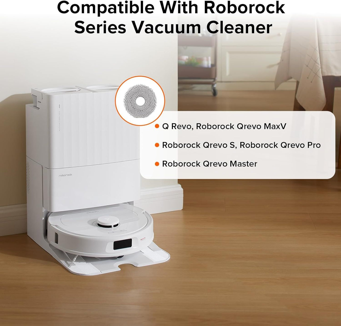 4 Pack Microiber Mop Cloths or Q Revo, Qrevo MaxV, Qrevo S, Qrevo Pro, Qrevo Slim Qrevo S5V Robot Vacuum Cleaner, Mop Pad Replacement Accessories
