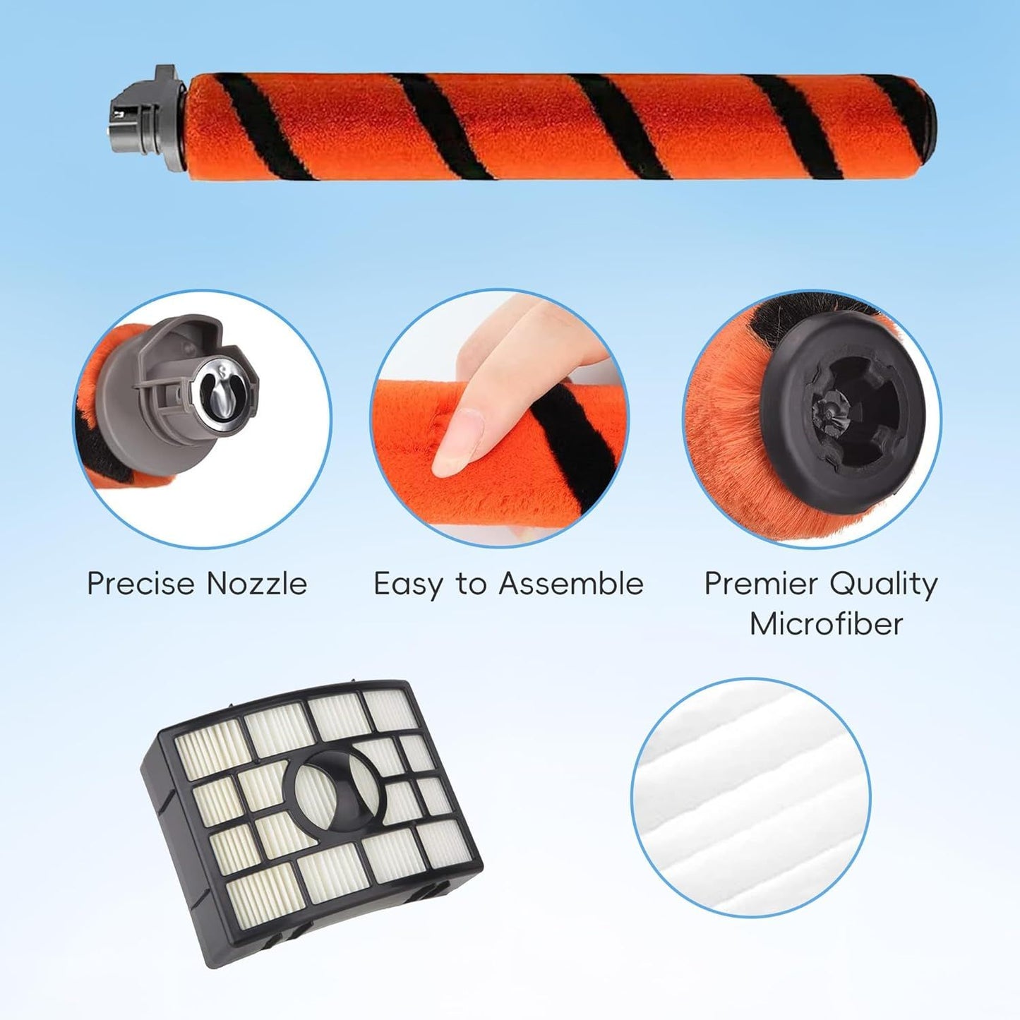 Replacement Brush Roll ilters Compatible with Shark Apex DuoClean AZ1000 AZ1002 AZ1003BRN AX950 AX951 AX952 NV830 NV831 NV835 ZU881 ZU885 Vacuum,Part # 1173T950,X650 and XH650