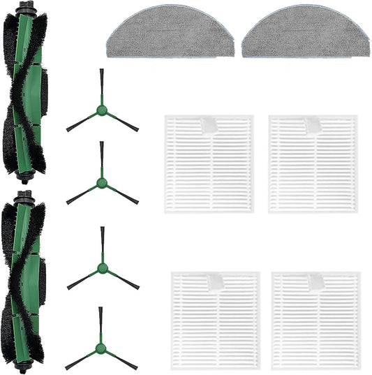 12 Pack Accessories Kit Compatible with iRobot Roomba Essential 100 Series 104 105 Combo Y0140 Y0110 Q011 Q0120 Q0520 Vacuum,1 Roller Brush＆ 4 Side Brushes＆4 ilters & 2 Mopping Pads Replacement Parts