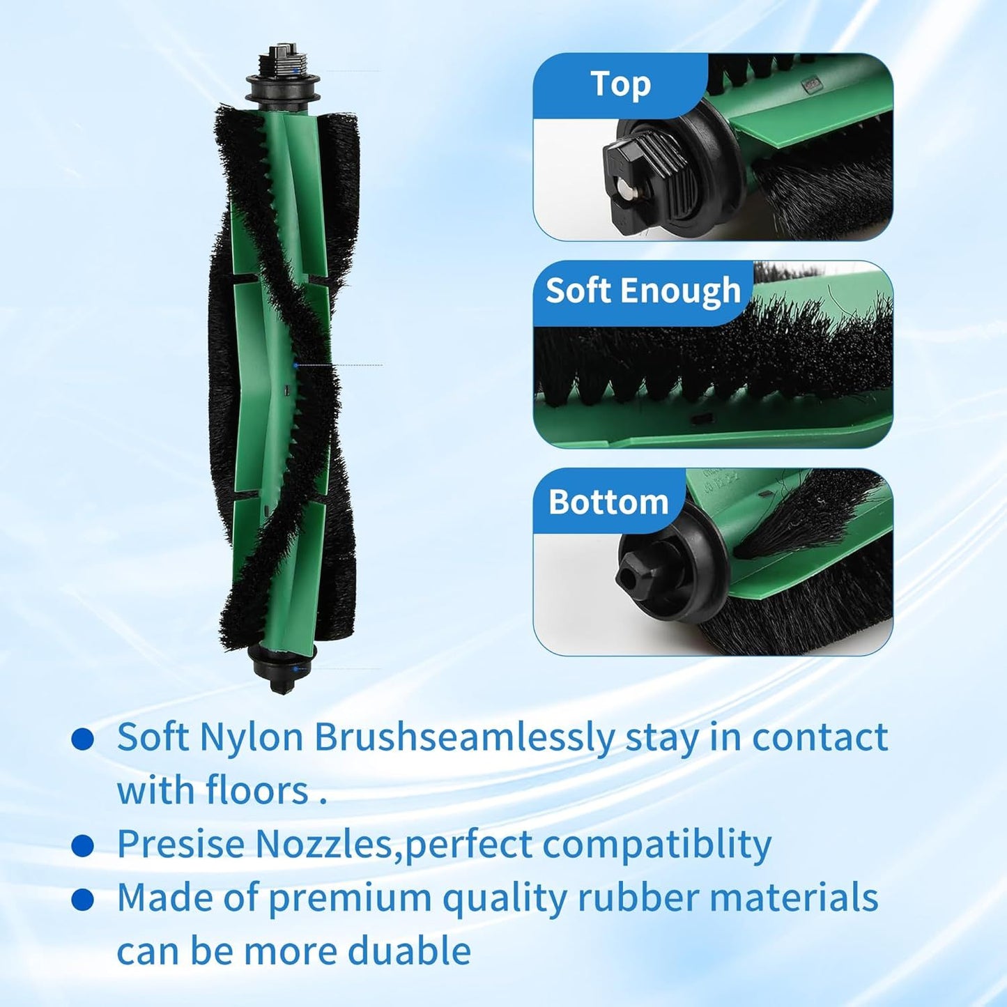 Replacement Parts Compatible with Irobot Roomba Essential Vacuum 100(1000) Series 104 105 106 108 1010 1020 Vac/Combo Y0110 Y0140 Q011 Q0120 Q0520 Includes 1 Brush Roller & 6 Side Brush & 6 ilters