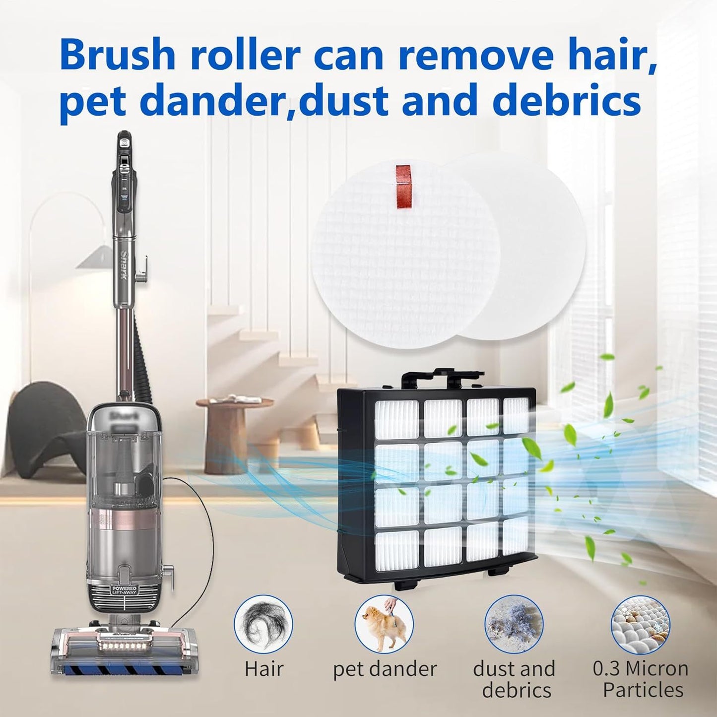 Sot Brushroll ilters Replacement Parts Acessories or Shark Vertex DuoClean Powerin Upright Vacuum AZ2002 AZ2000 AZ2000W Accessories, Part # 1483C2000 XHA 2000 & XKAZ2000
