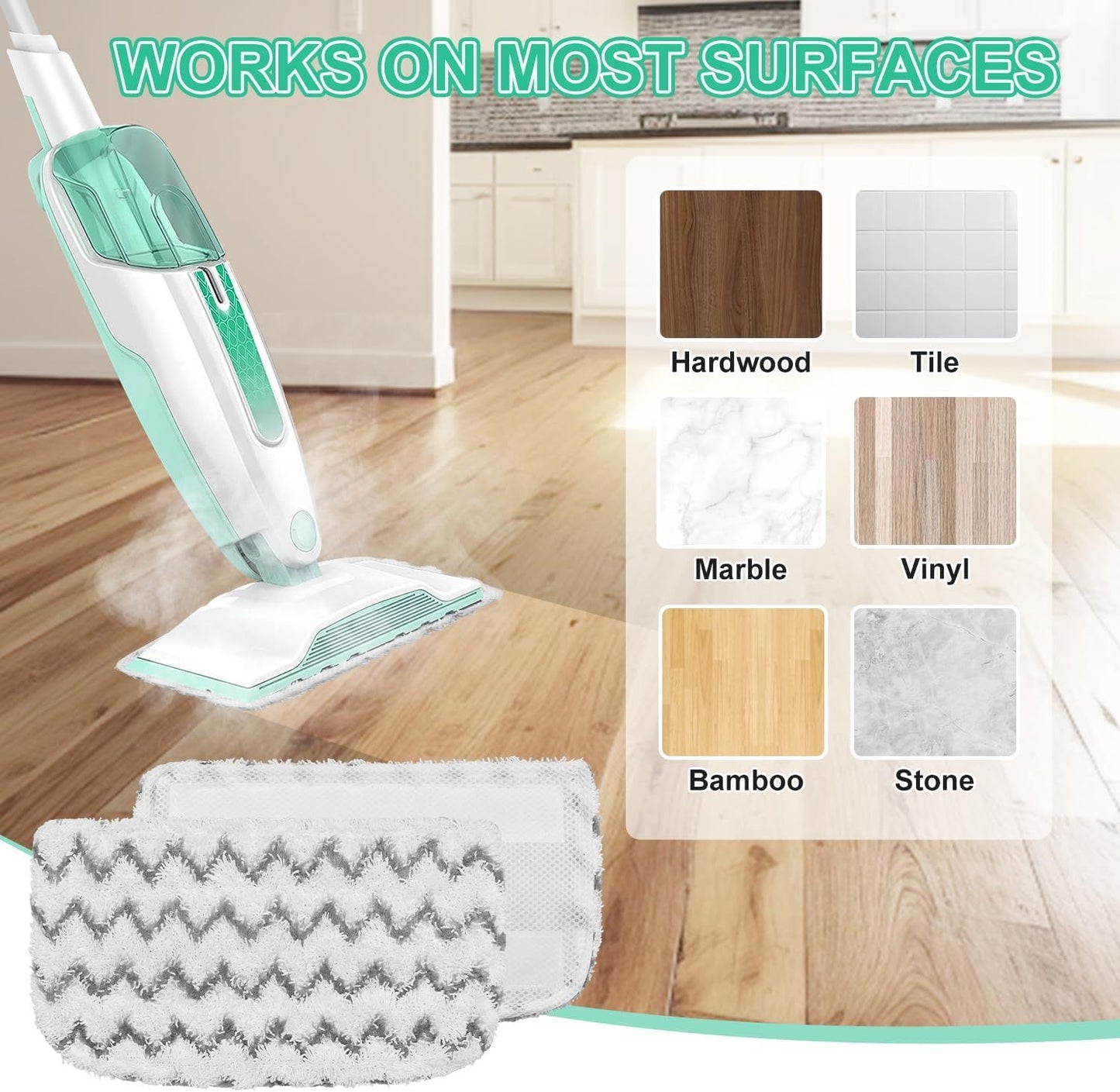 8 Pack Microiber Steam Mop Replacement Pads or Shark Steam Mop S1000, S1000A, S1000C, S1000WM, S1001C Dirt Grip Steam Mop Pads, Washable & Reusable Microiber Mop Pads or All loor Clean