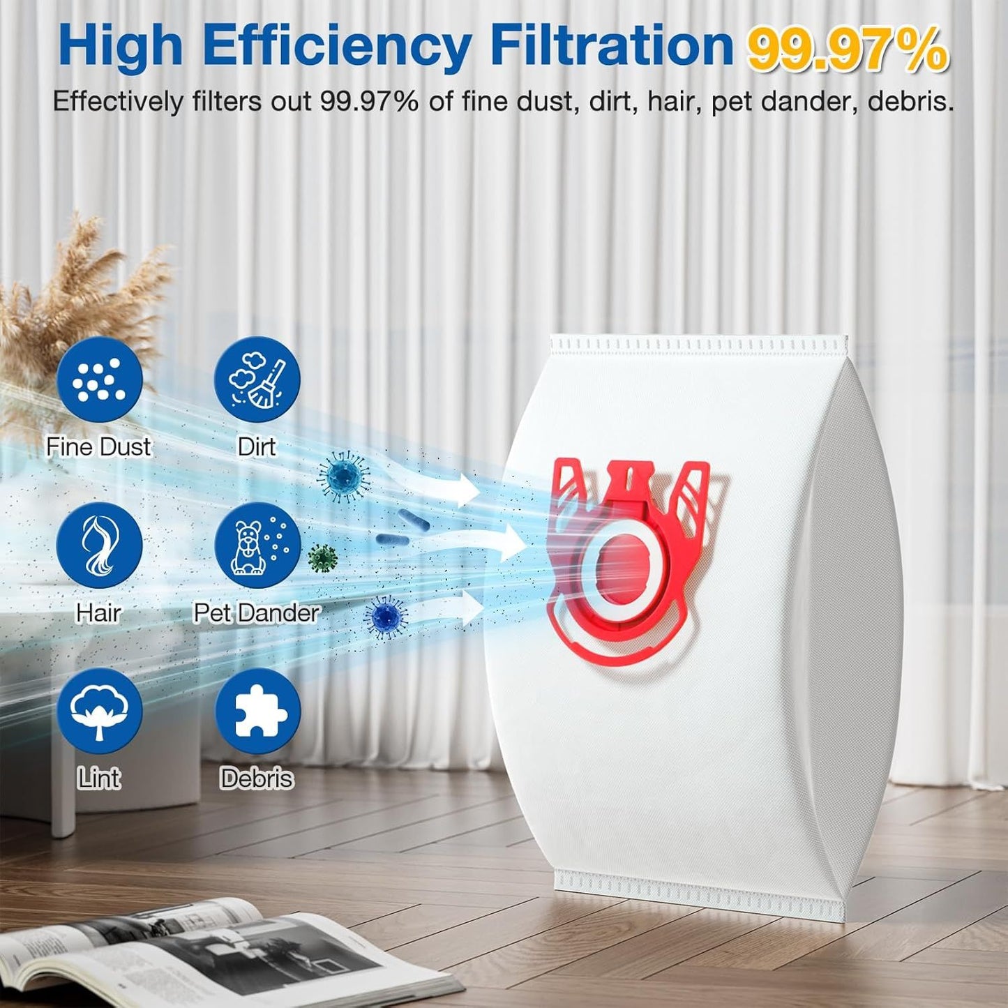 20 Pack 3D Airclean JM Vacuum Cleaner Bags Compatible with Miele JM Vacuum Cleaner, Compact C1, Compact C2, Complete C1, S241, S290, S300i, S500, S700, S4, S6 Series, Replaces Part 10123220