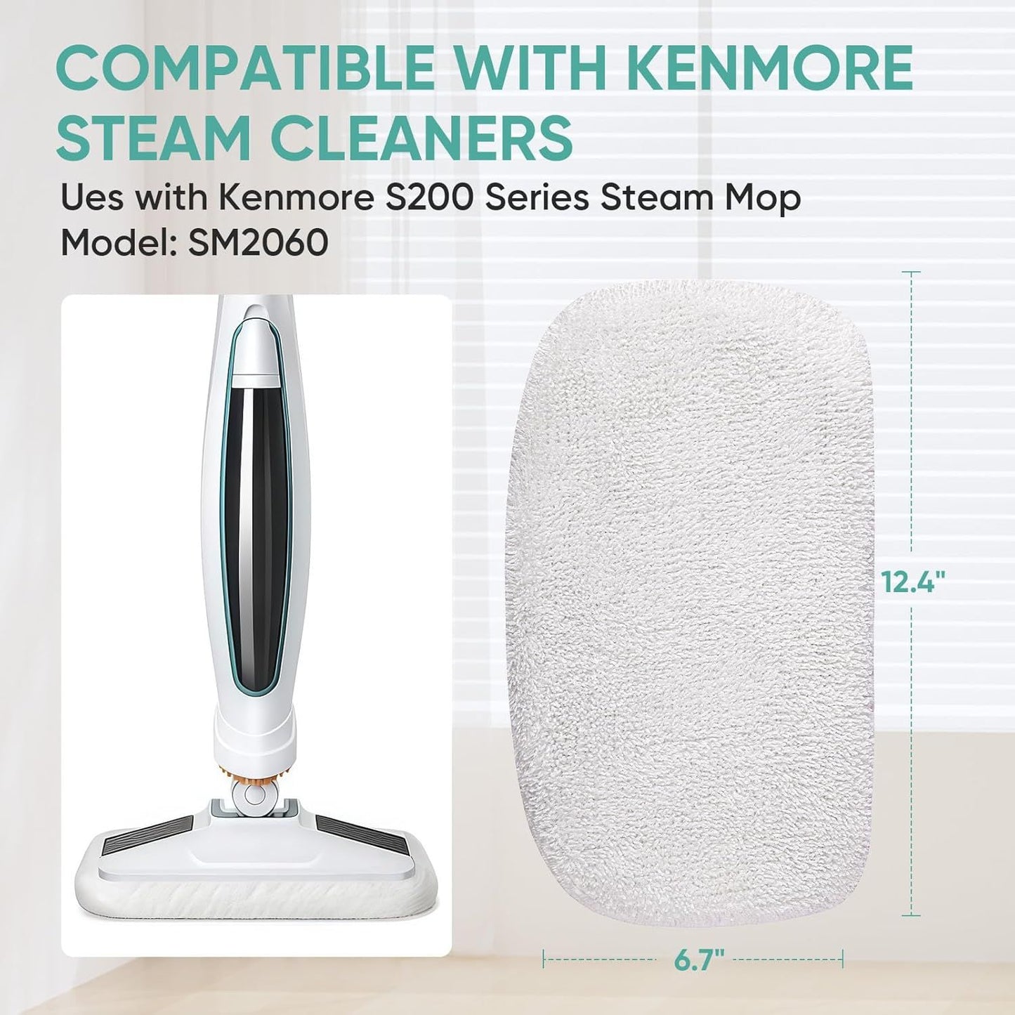 6 Pack SMP01 Microiber & Washable Steam Mop Pads Compatible with Kenmore SM2060 S200 Series loor Cleaning Steam Mop (White)