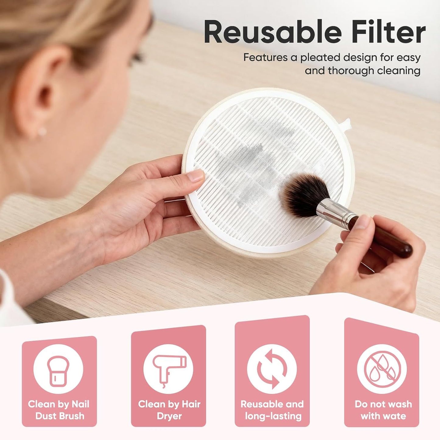 5 Pack Nail Dust Collector ilters Compatible with Melody Susie Dust Collector, Models SPro/ XC320J, ilters 99% o Nail Dust, Reusable & Easy to Clean