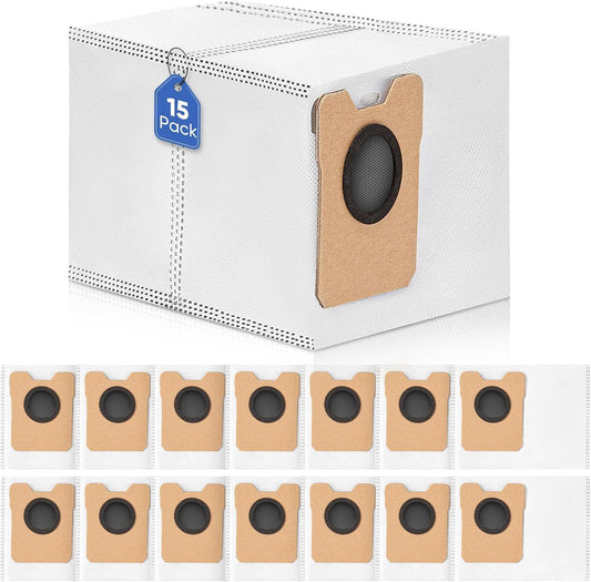 15 Pack Omni C20 Dust Bags or Euy C20 C10 Compatible with Euy Robot Vacuum Omni C20 C10, Vacuum Bags Large Capacity Accessories with 4-Layer Replacement Bags