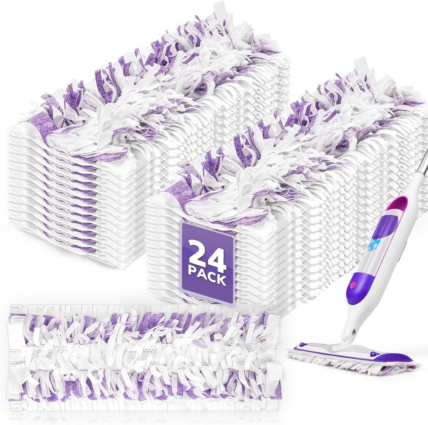 24 Pack Disposable Power Mop Pads Reills or Swier Power Mop, Unscented 14-Layer Thickened Multi-Surace Replacement Mopping Reills Pads or loor Surace Cleaning