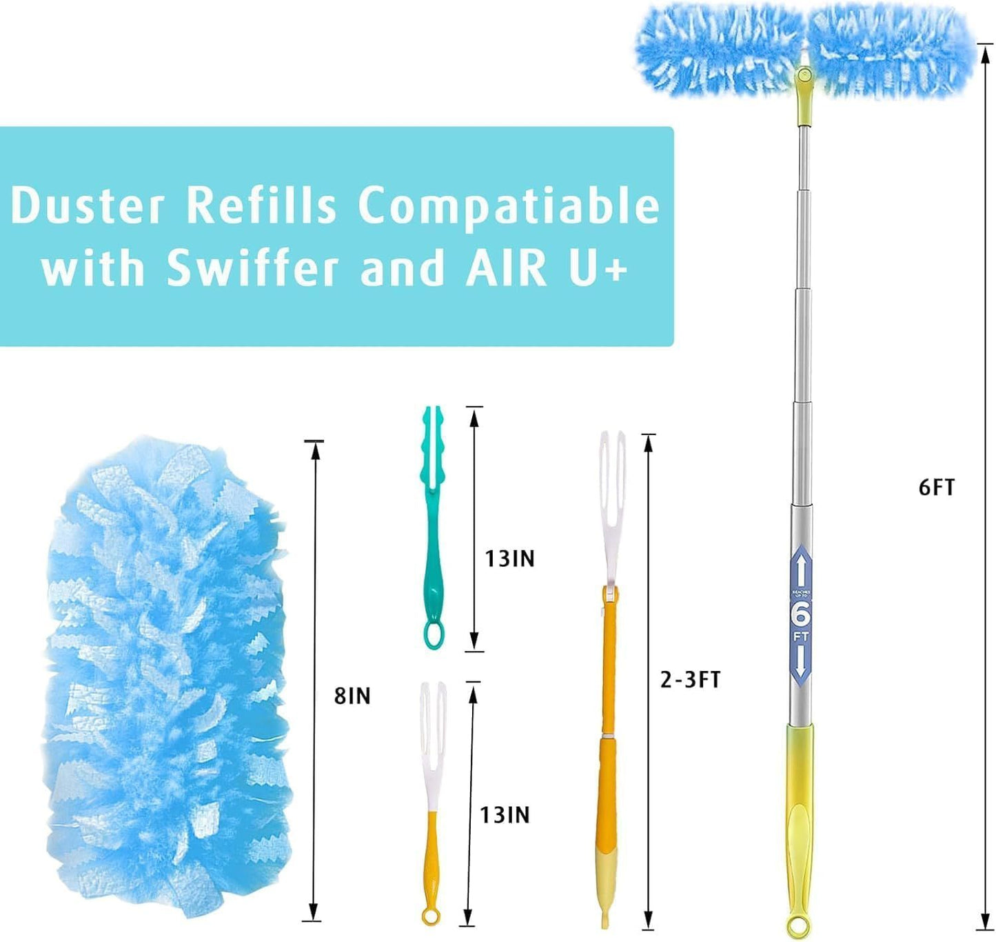 1 Handle with 30 Count Duster Reill or Swier Duster + 30 Count Dry Sweeping Pads Reill or Swier Sweep and Mop