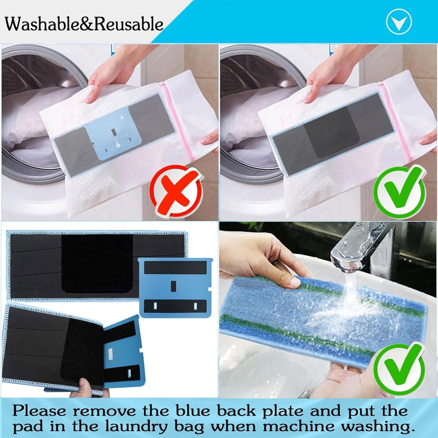 8 Pack Upgraded M6 Wet Mopping Pads or iRobot Braava Jet M6 Series (6110) (6012) (6112) (6113) Ultimate Robot Mops, New Sticky Design, Detachable, Washable and Reusable M6 Pads Accessories Parts