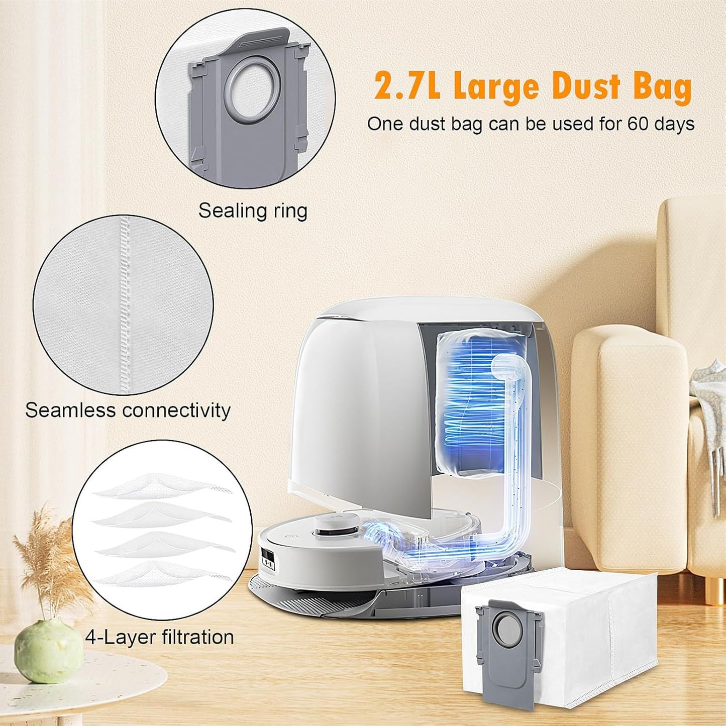 28 Pack Replacement Accessories or  Qrevo Curv/Curv S5X/Qrevo Edge/Edge S5A/Qrevo S5V Robot Vacuum, 2 Pairs Mainbrush 4 ilter 6 Dust Bags 6 Mop Pad 6 Sidebrush 1 Cleaning Brush 1 Screwdriver