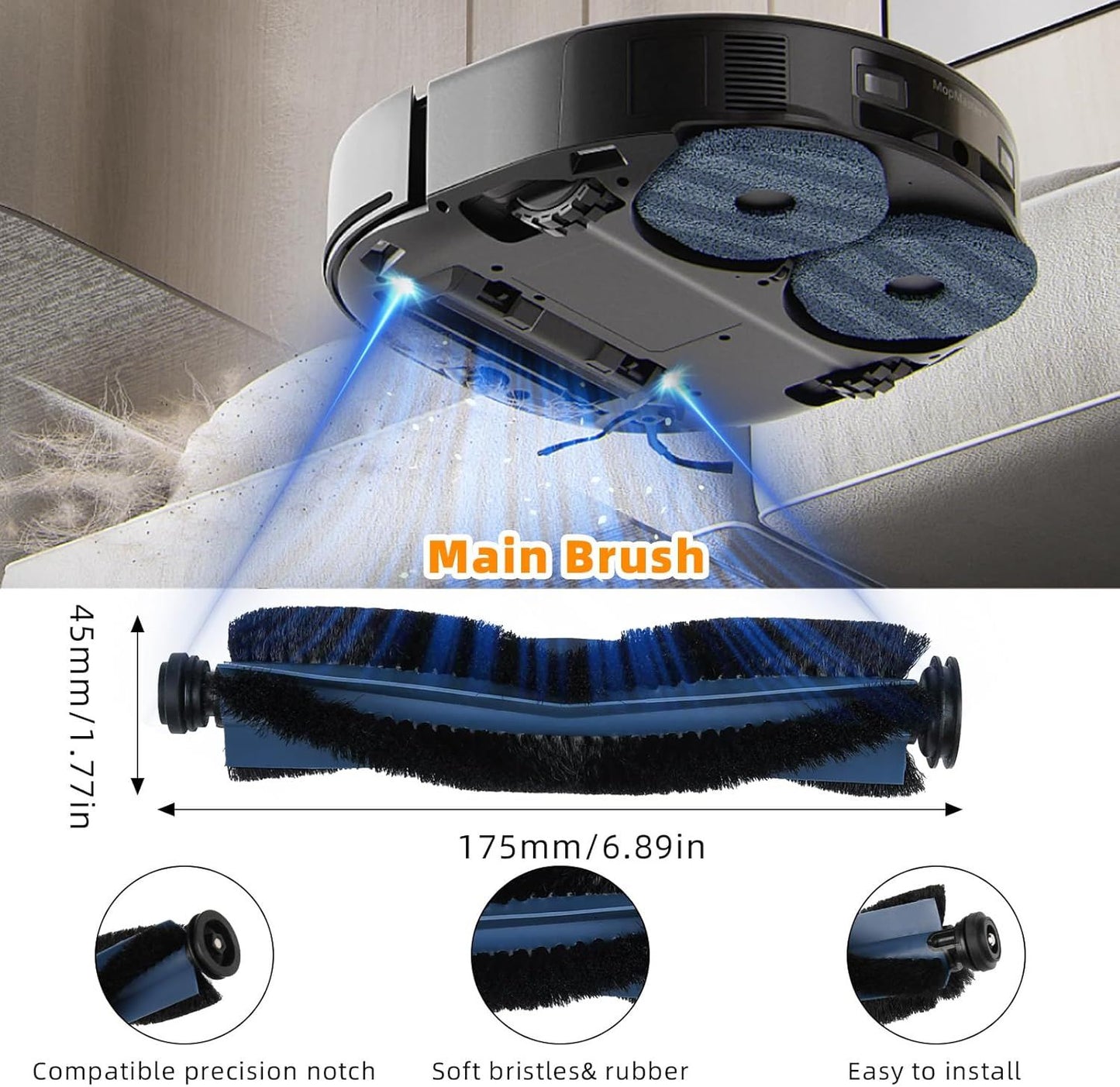 22 Pack Replacement Accessories or euy X10 Pro Omni Robot Vacuum Cleaner, 2 Mainbrush 4 ilter 6 Dust Bag 4 Mop Pads 4 Sidebrush 1 Cleaning Brush 1 Screwdriver