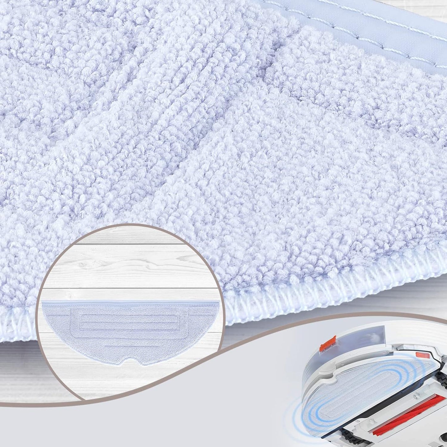 6 Pcs Mop Cloth Pad or  S7 / S7+ / S7 MaxV / S7 MaxV Plus / S7 MaxV Ultra / S7 Pro Ultra / S8 / S8+ Robot Vacuum Microiber VibraRise Mopping Pad Replacement Accessory (Blue Gray).