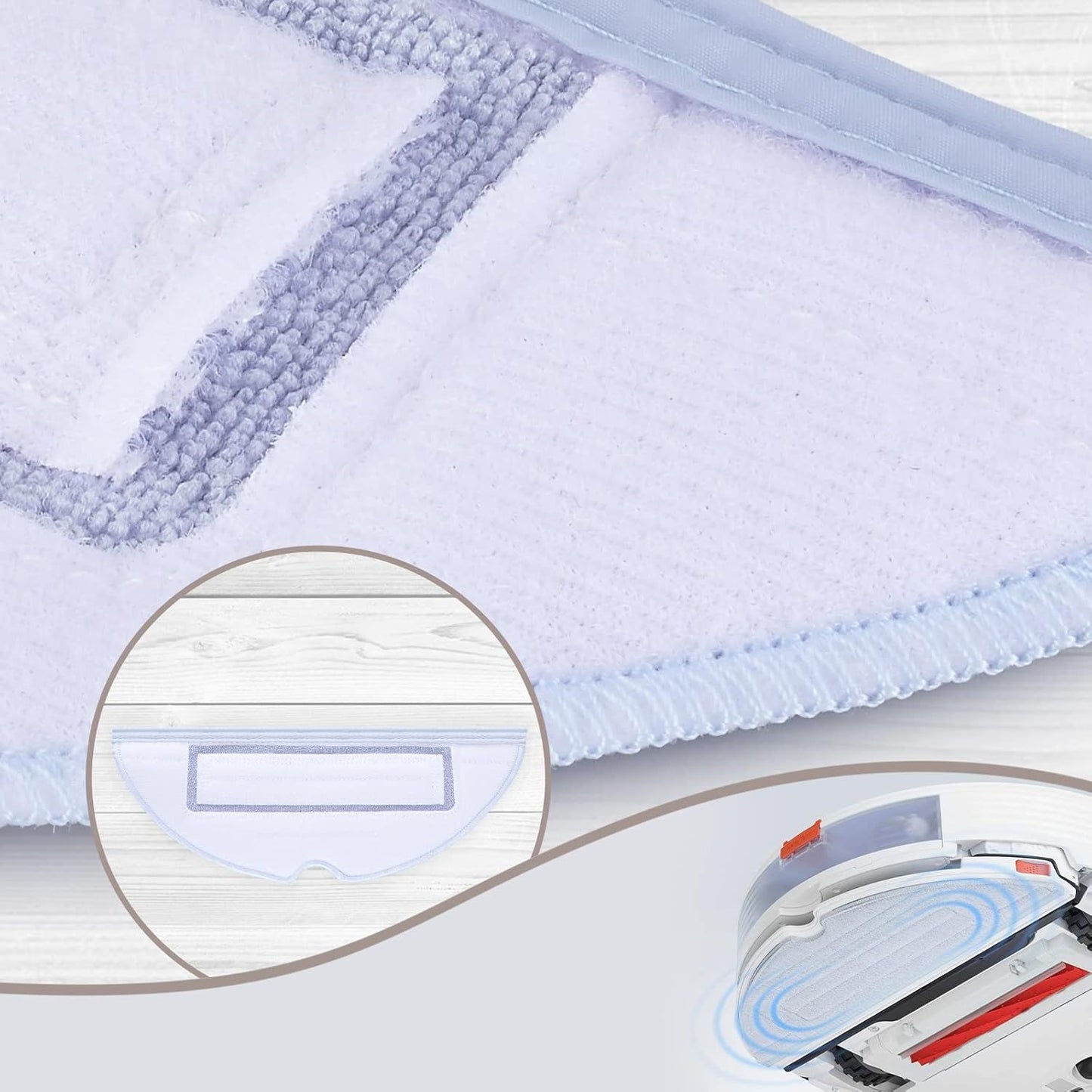 6 Pcs Mop Cloth Pad or  S7 / S7+ / S7 MaxV / S7 MaxV Plus / S7 MaxV Ultra / S7 Pro Ultra / S8 / S8+ Robot Vacuum Microiber VibraRise Mopping Pad Replacement Accessory (Blue Gray).