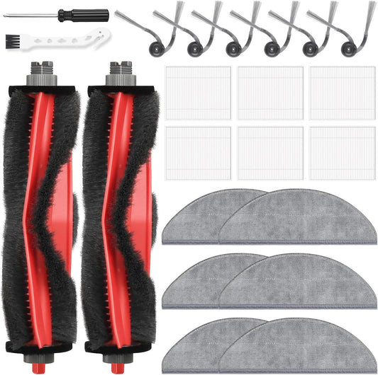 22 Pack Replacement Accessories or  Q7 M5 / Q7 M5+ / Q7 L5 / Q7 L5+ Robot Vacuum Cleaner, 2 Main Brushes 6 Side Brushes 6 HEPA ilters 6 Mop Pads 1 Cleaning Brush 1 Screwdriver