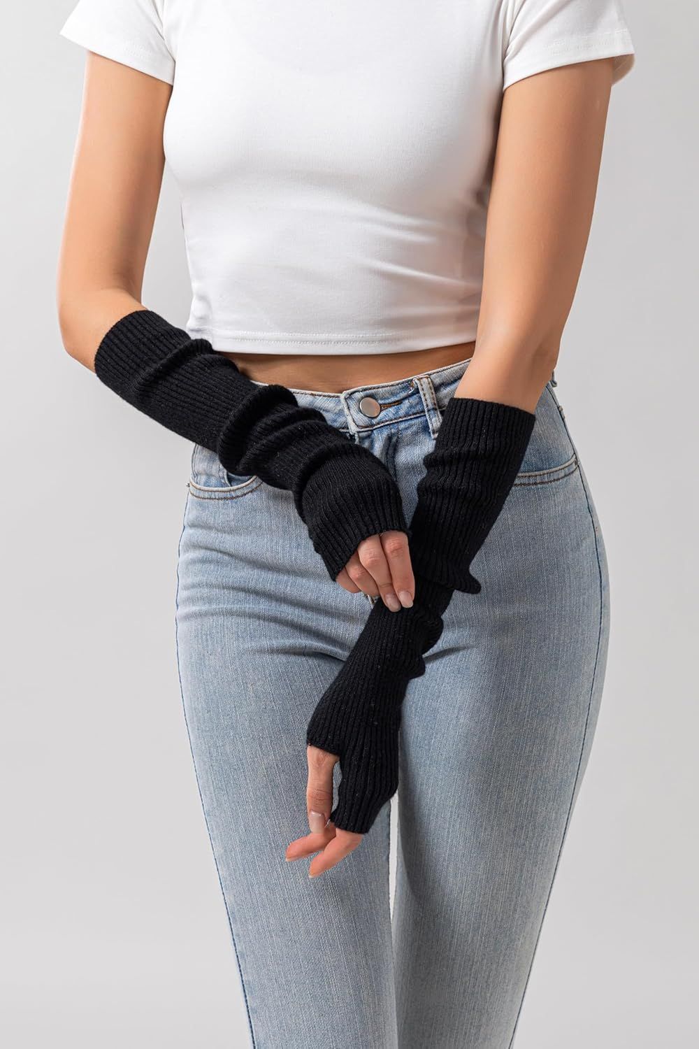 Cashmere Blended Arm Warmer or Women Winter ingerless Gloves Knit Mitten Gloves Wrist Warmer with Thumb Hole