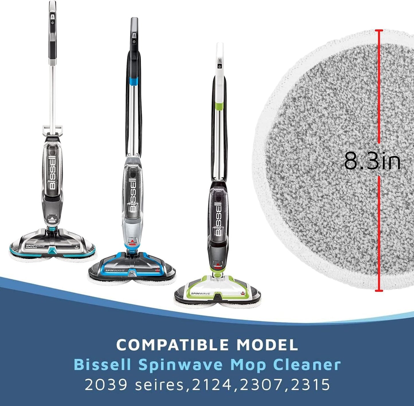 6 Pack Replacement Pads or Bissell Spinwave 2124,2039A,2307,23157,20391,20399 Powered Hard loor Mop