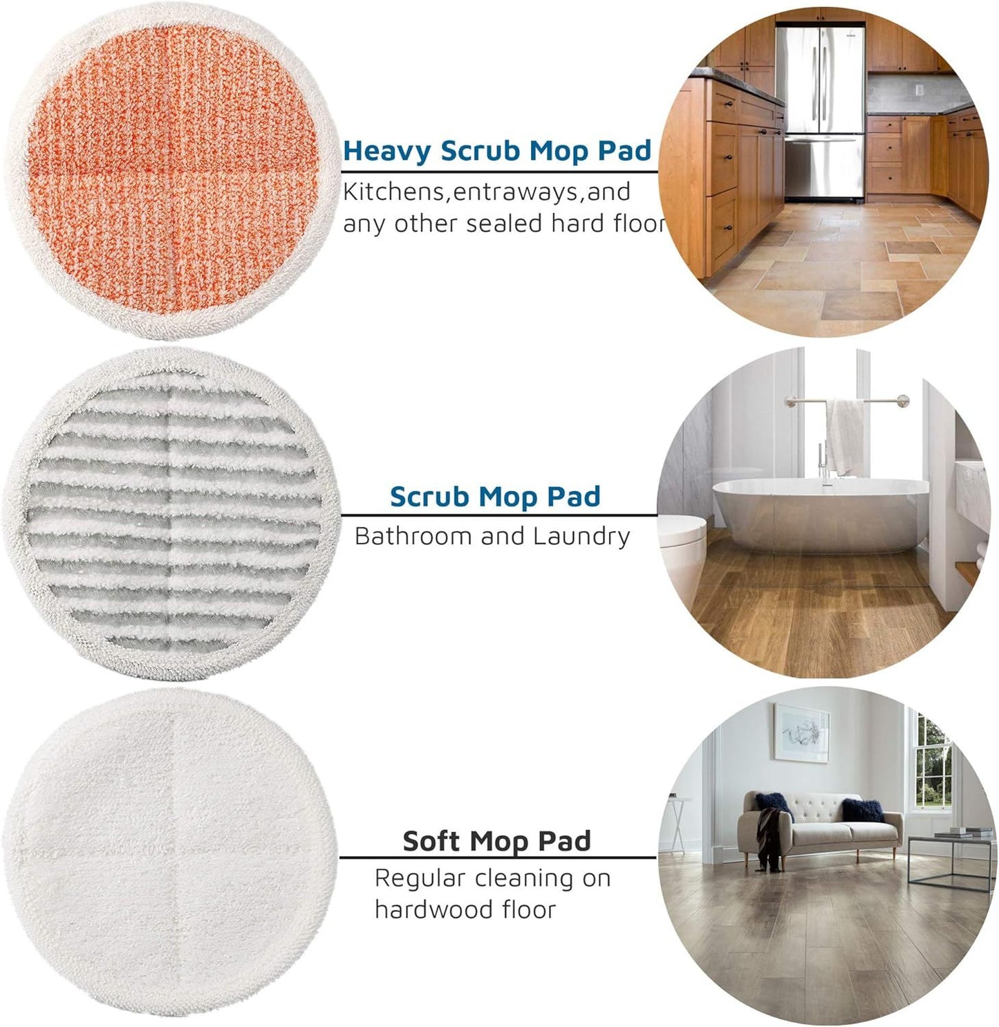 6 Pack Replacement Pads or Bissell Spinwave 2124,2039A,2307,23157,20391,20399 Powered Hard loor Mop