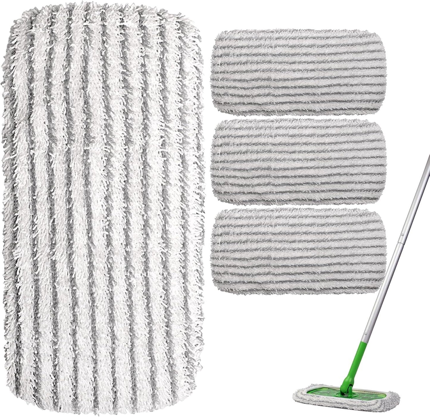 4 Pack o Reusable Mop Pad Compatible with Swier Sweeper, Heavy Duty Scrubby Microiber Mop Cover Multi-Surace Cleaning Wet Dry Reills
