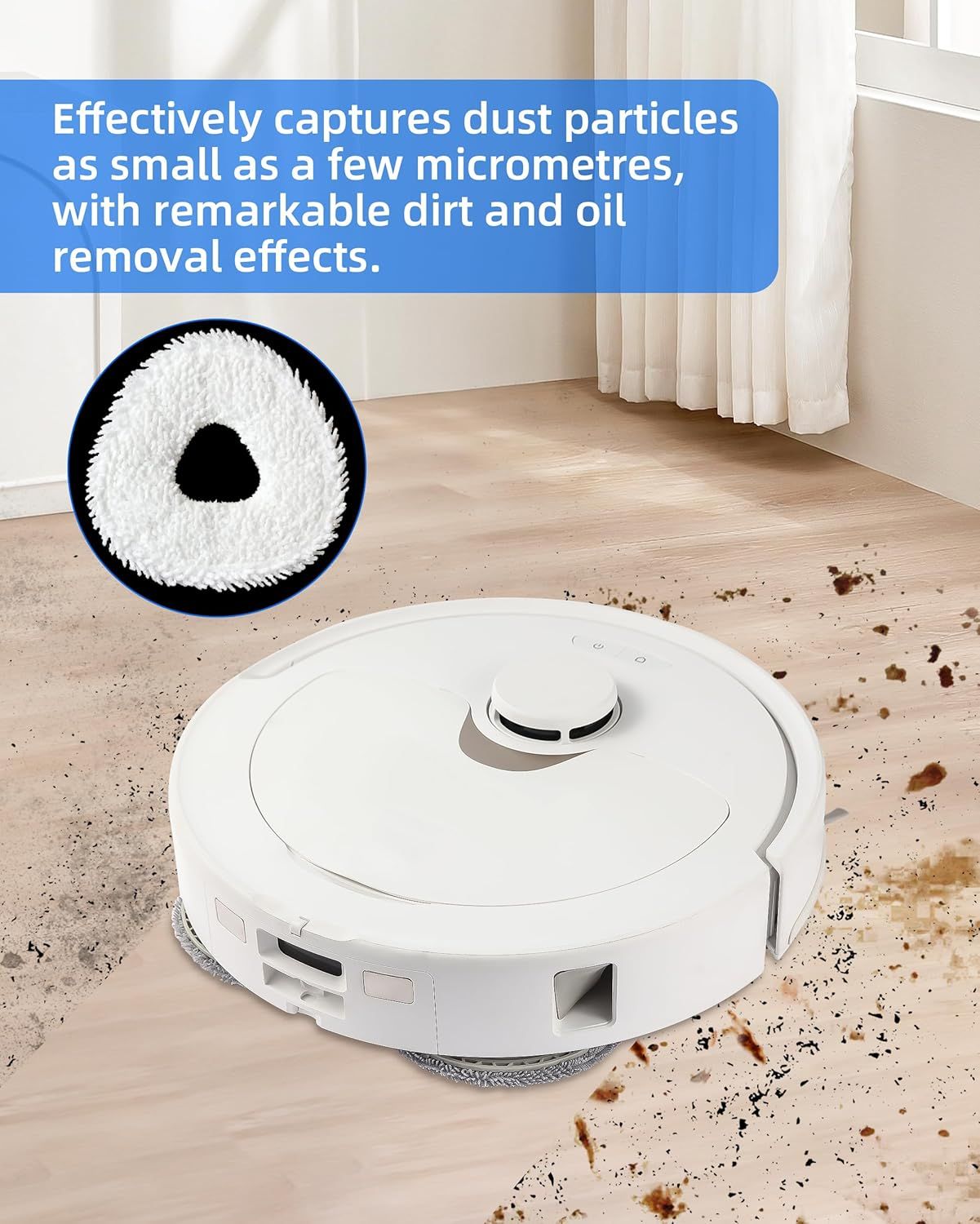 Robot Vacuum and Mop Pads 10 Pack or Narwal reo X Ultra/reo /reo Z Ultra/reo Z10/reo Pro/reo Z10 Ultra Robot Vacuum, High Absorbency Microiber Replacement Pads, Washable Robot Mop Pads White