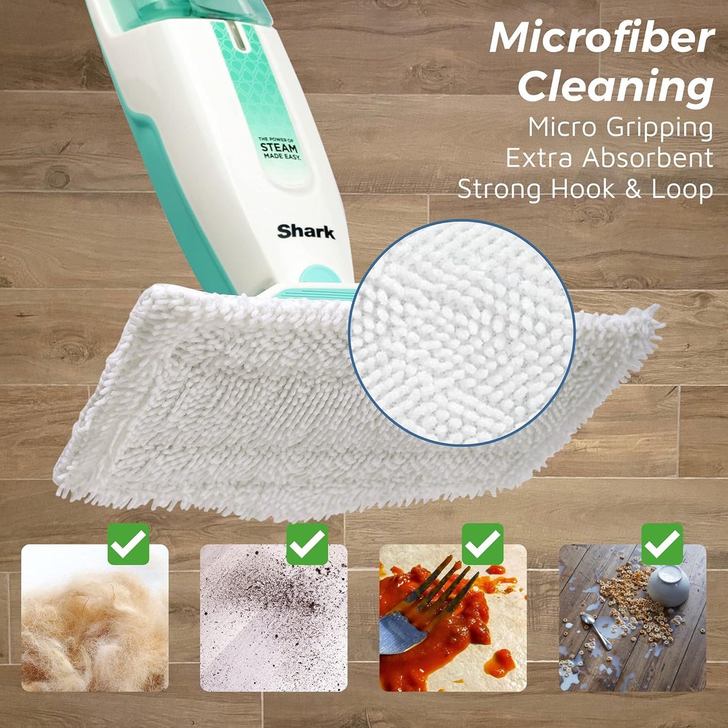 8 Pack Steam Mop Pads or Shark S1000 Series (4 Sot + 4 Scrub Pads)