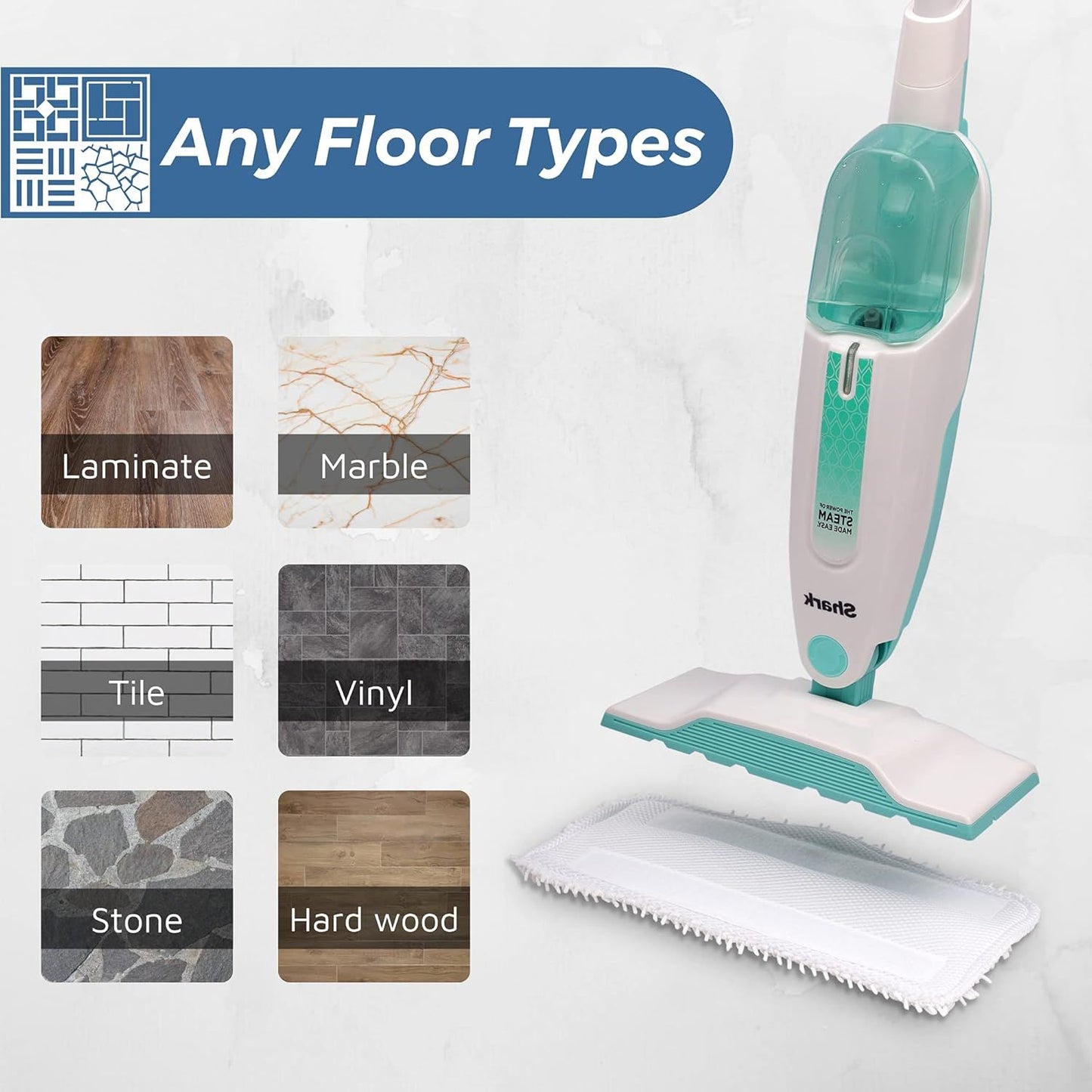 8 Pack Steam Mop Pads or Shark S1000 Series (4 Sot + 4 Scrub Pads)