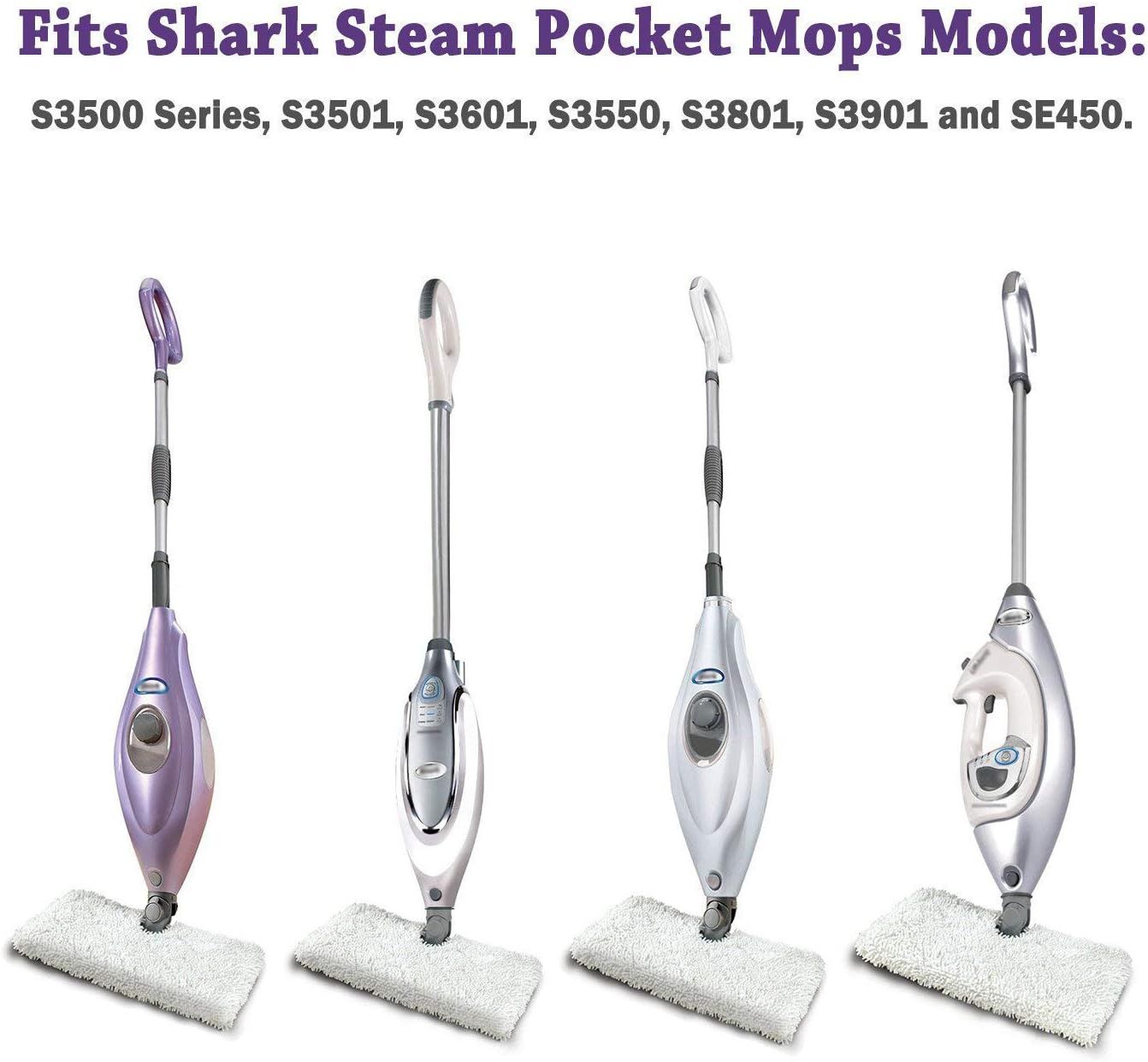 2 Pack + 2 Pack Replacement Microiber Mop Pad or Shark Steam Pocket Mops S3500 Series S3501 S3601 S3550 S3901 S3801 SE450 S3801CO S3601D (2 Sot mop pad+2 scrubby mop pad)