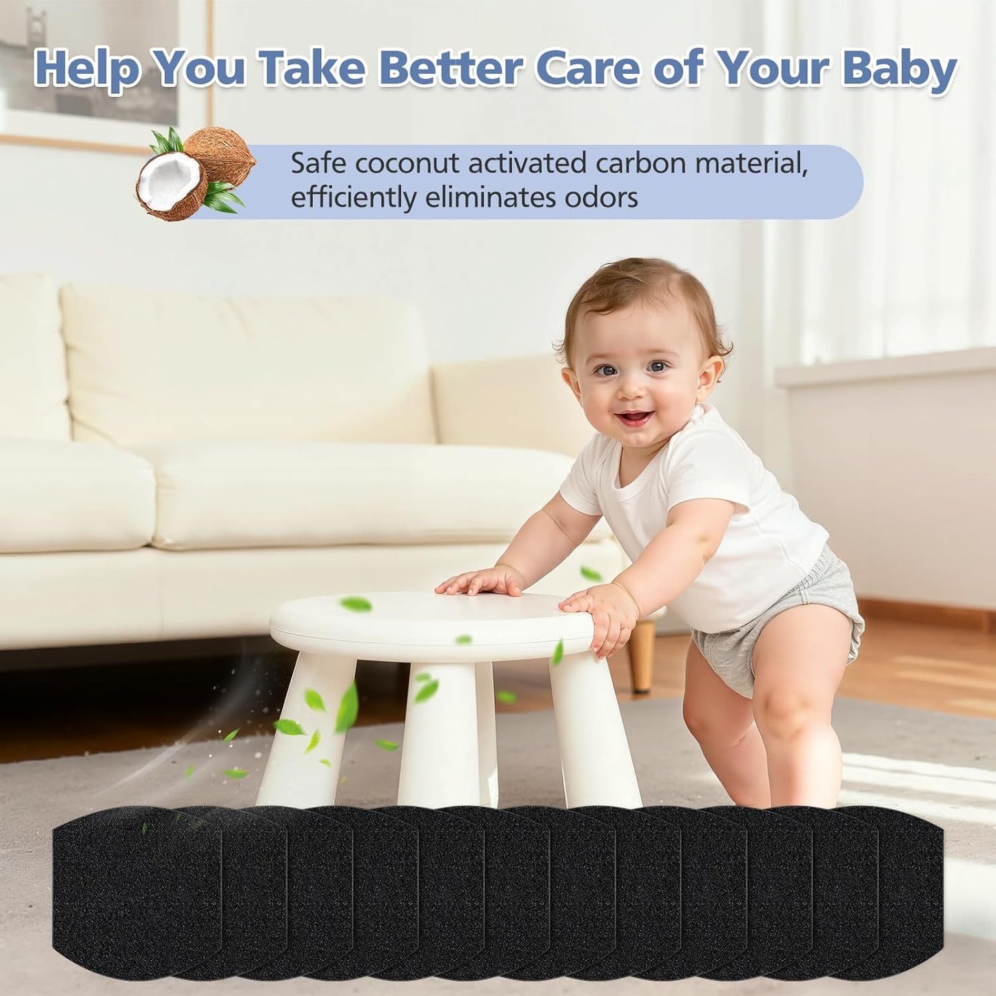 12 Pack Baby Diaper Pail Deodorizer Reills or Ubbi Diaper Pail, Activated Charcoal Odor Absorber ilters Compatible with Ubbi Steel Diaper Pail