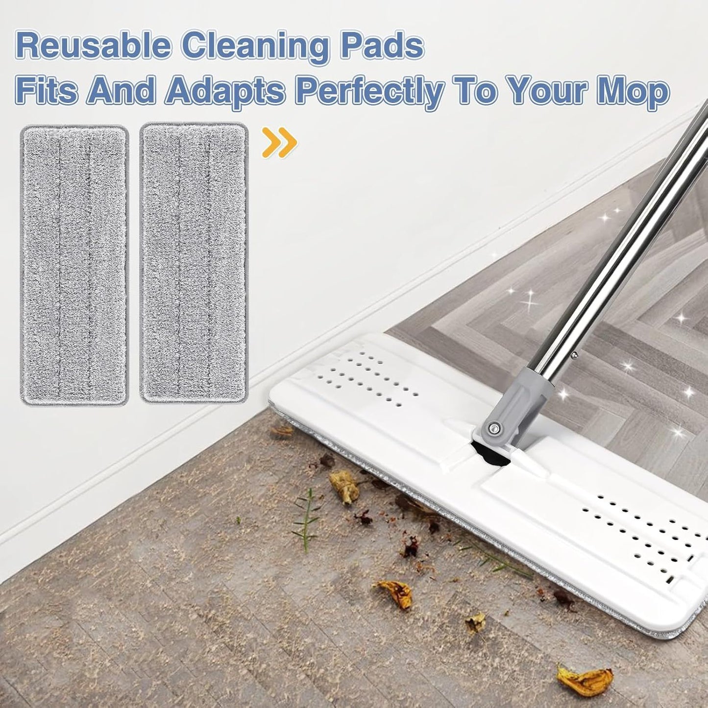 lat Mop Head Replacement Pads Compatible with Joy-MOOP Mop and Bucket Set, Reusable Washable Squeeze Microiber Mop Reills or Oshang Bosheng Mop - 13" X 4.9", Grey Only
