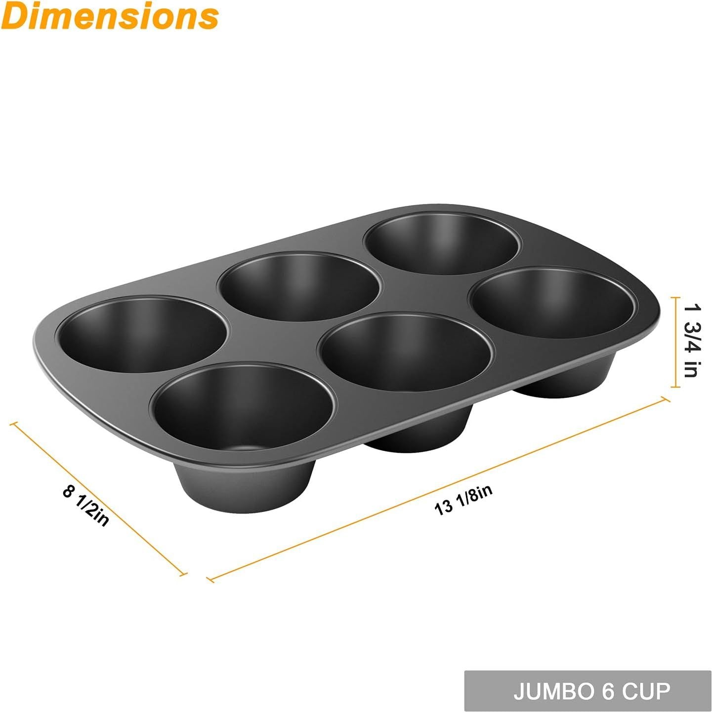 3 Pack Nonstick Muin Pan, Carbon Steel Cupcake Pan, Easy to Clean and Perect or Making Muins or Cupcakes, 6 Cup Jumbo