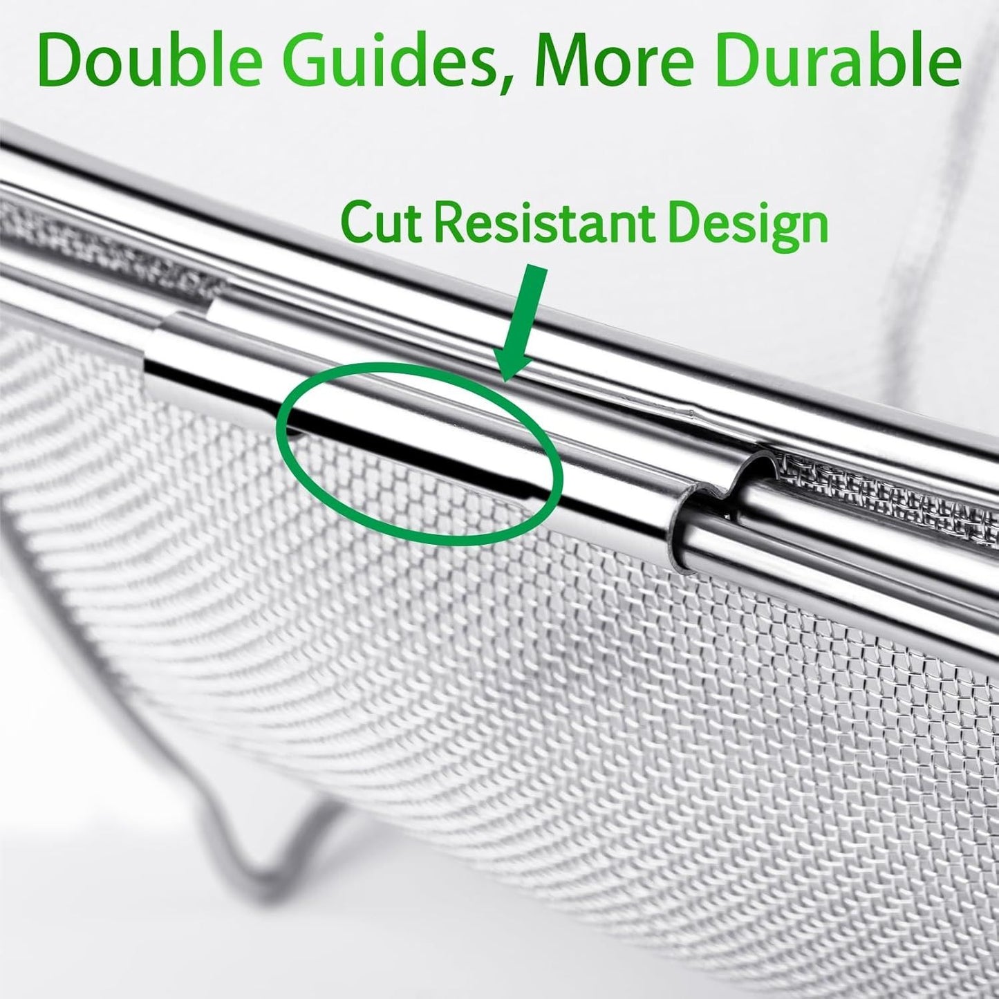 6-Quart Large Over The Sink Colander, Heavy Duty 40% Thicker 18/8 Stainless Steel ine Mesh Strainer Basket with Expandable Rubber Grip Handles - Strain, Drain, Rinse ruits, Vegetables
