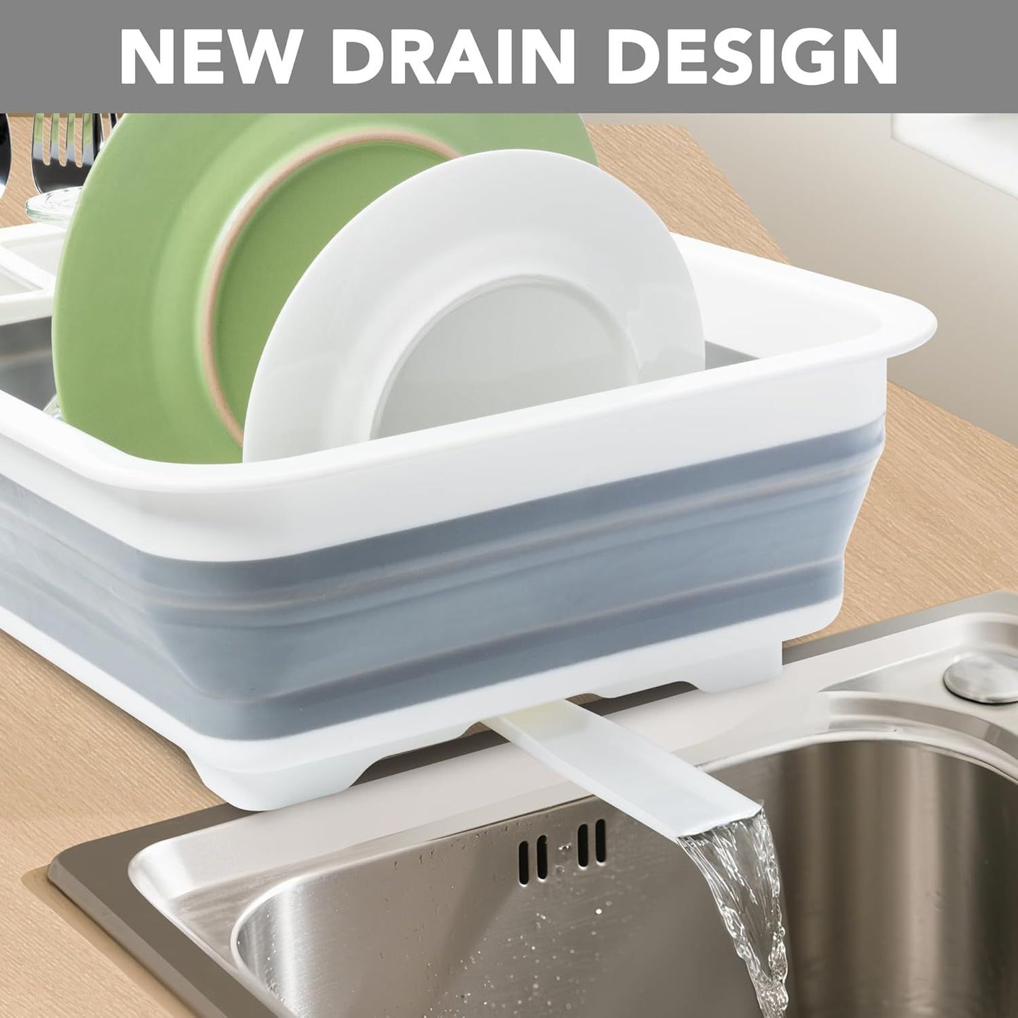 Collapsible Dish Drying Rack, Pop Up Dinnerware Drainer, Portable Plate Organizer or Kitchen RV Campers Travel Trailer, Space Saving Kitchen Storage Tray